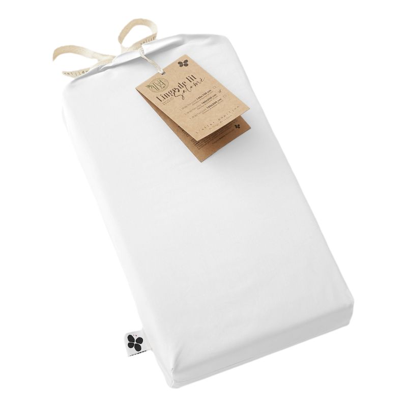 "Fitted sheet "Salomé" bamboo viscose 120 threads/cm² all sizes" L'EFFET PAPILLON White