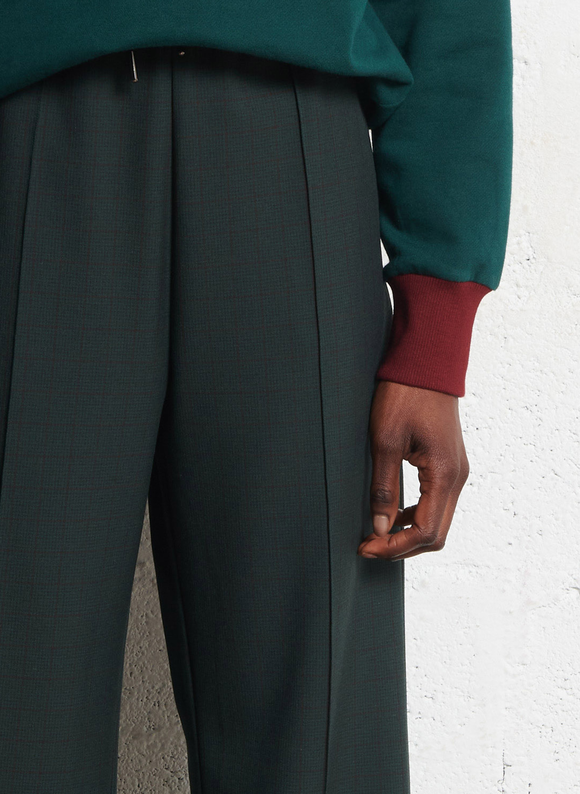 Pantalon large à carreaux I CODE Vert