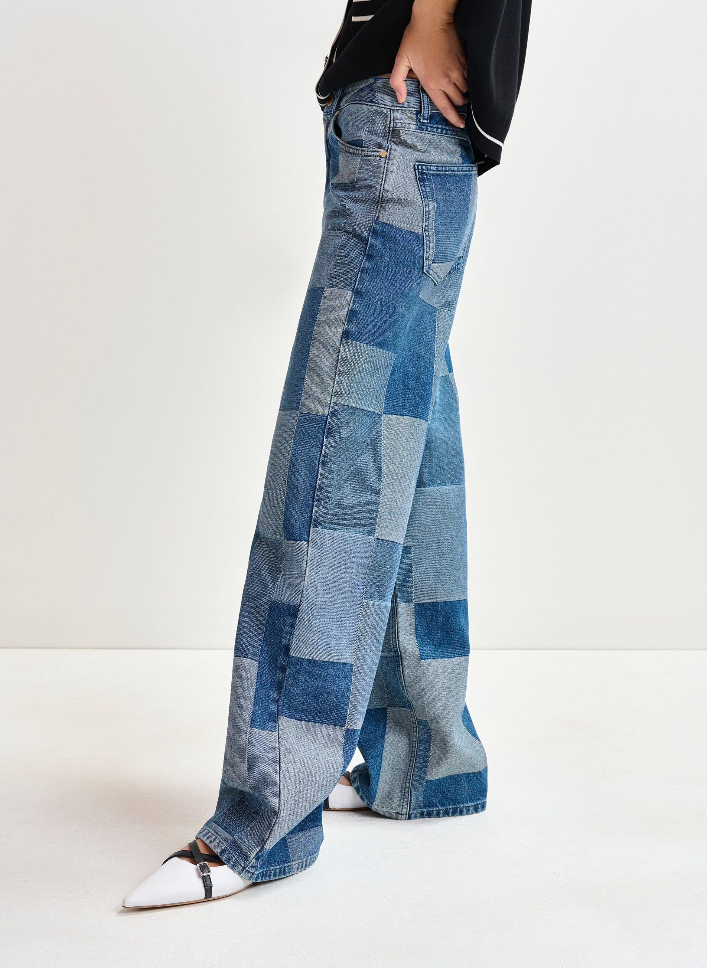 Jean large patchwork en coton ESSENTIEL ANTWERP Bleu