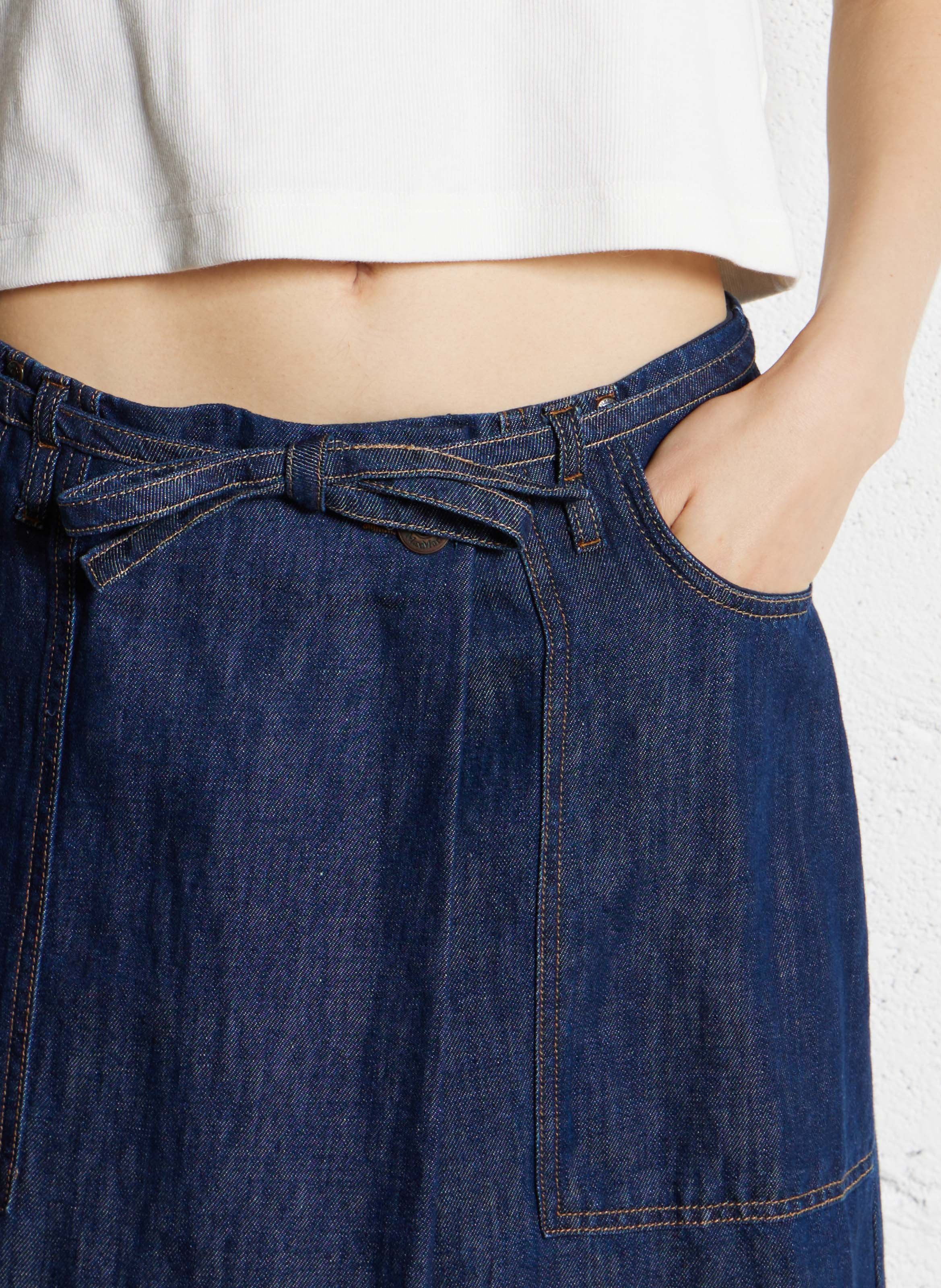 Jupe longue en denim de coton mélangé MAX MARA WEEK END Bleu