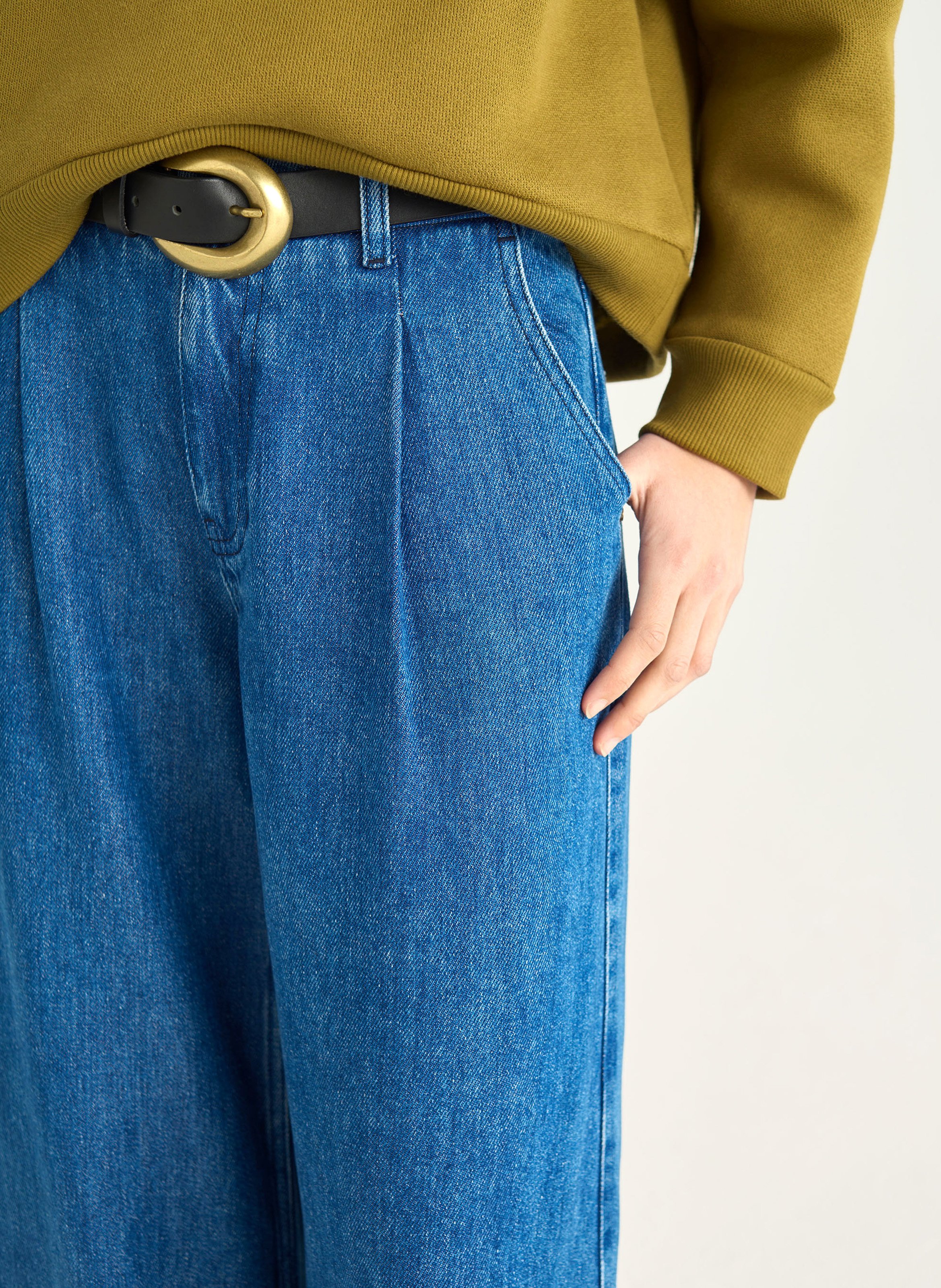 Jean large fluide taille haute ACOTE Bleu