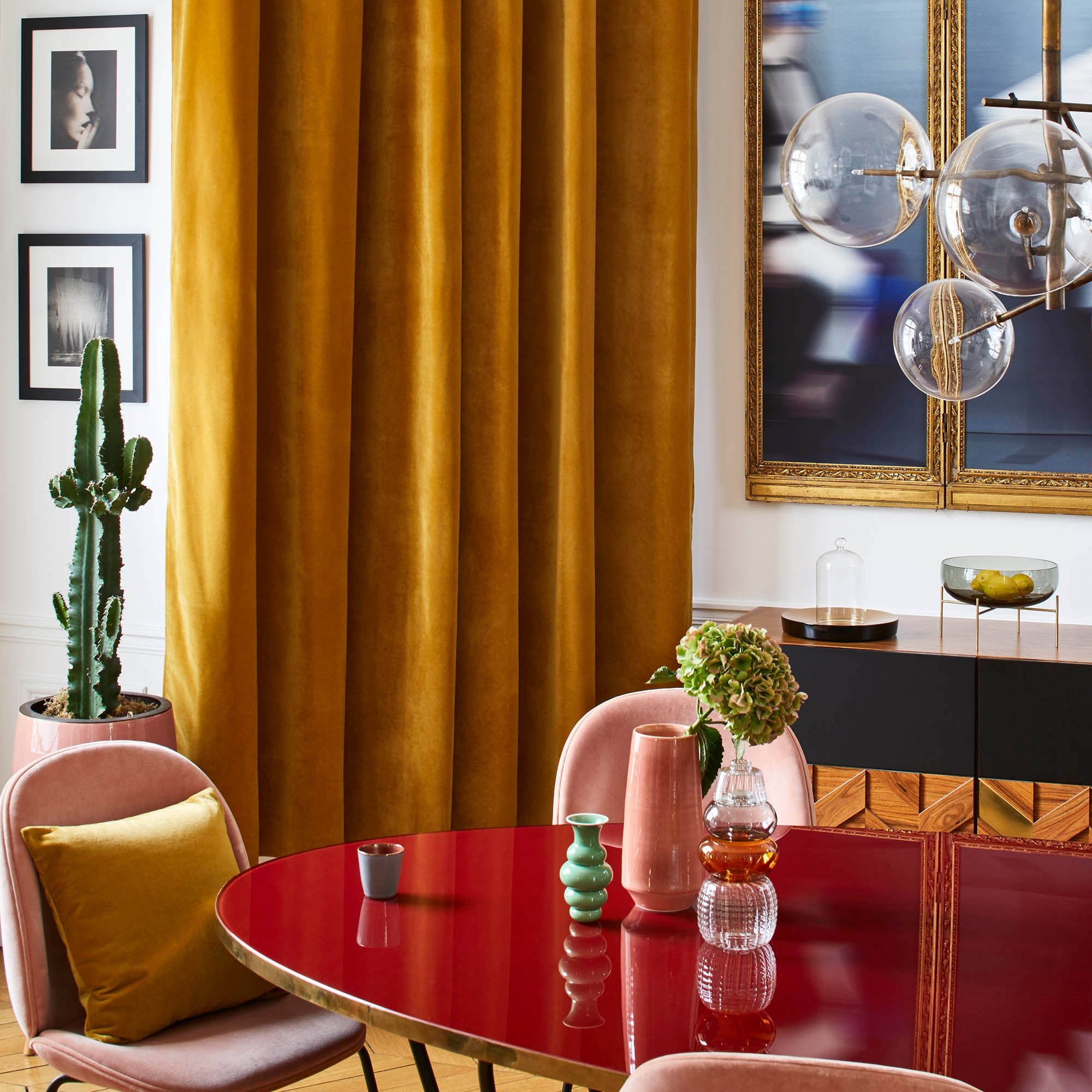 Curtain with gilt eyelets MADURA Yellow