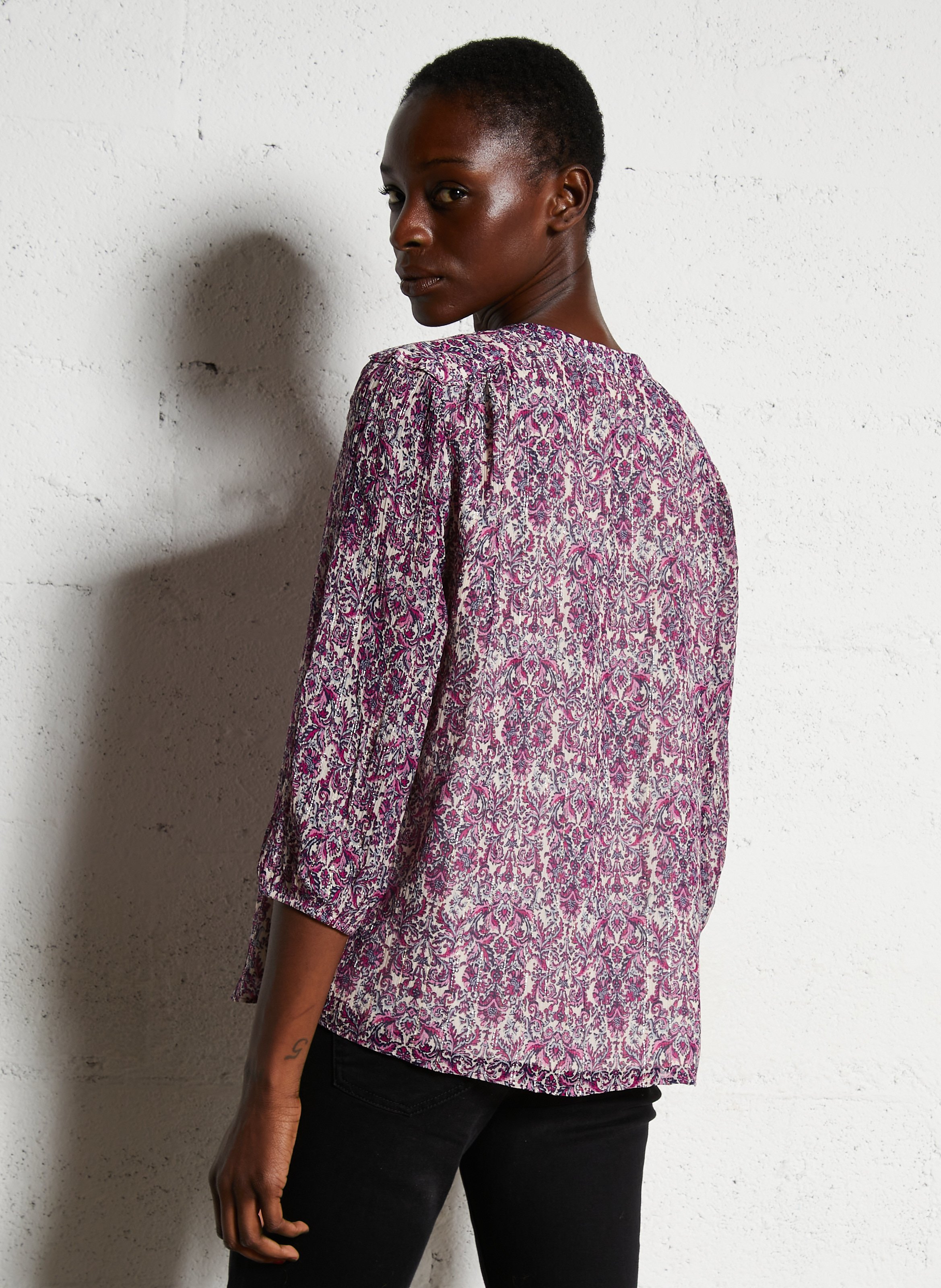 Printed henley blouse MAISON 123 Purple