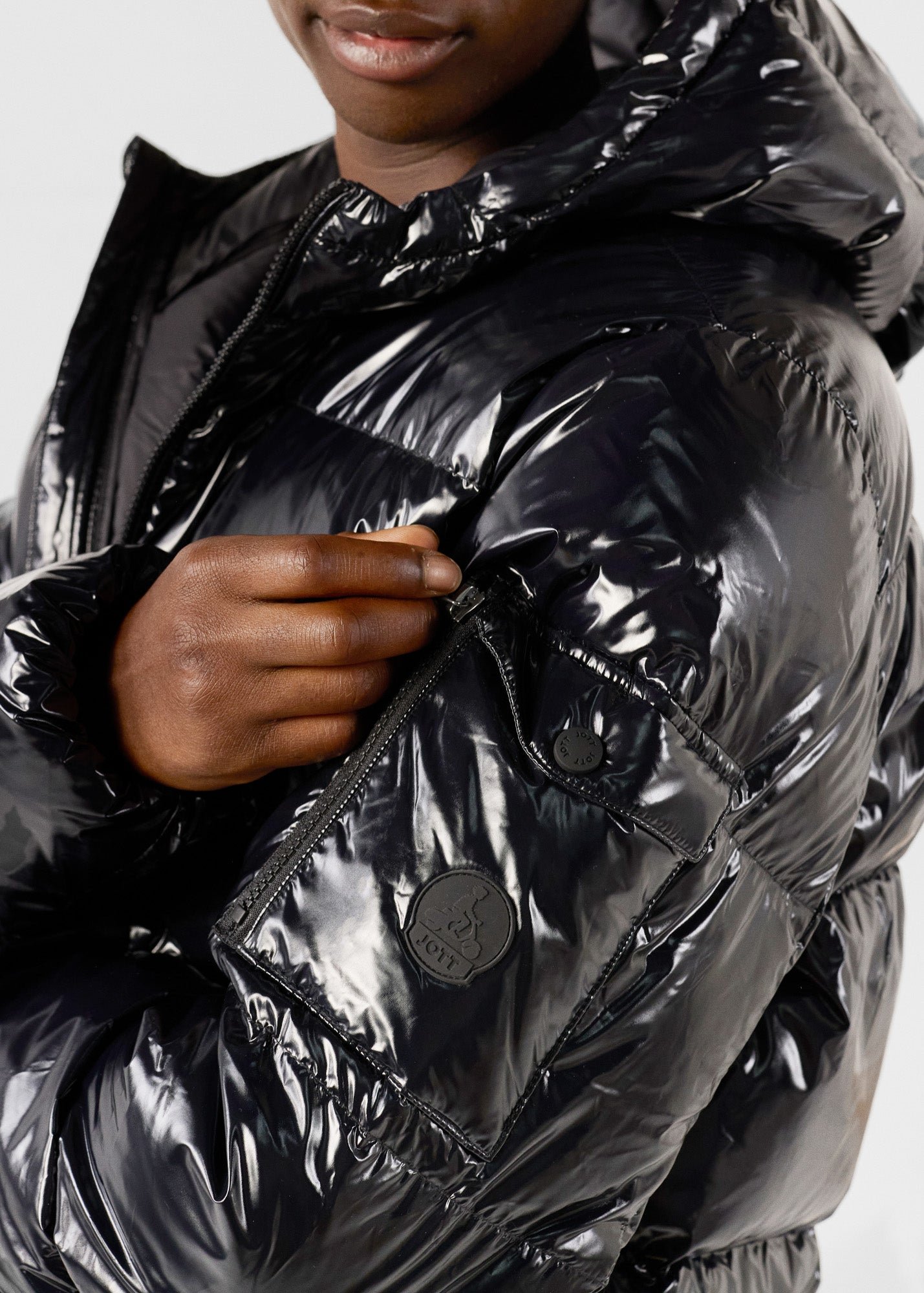 Laquered hooded down jacket for extreme cold - Java JOTT Black