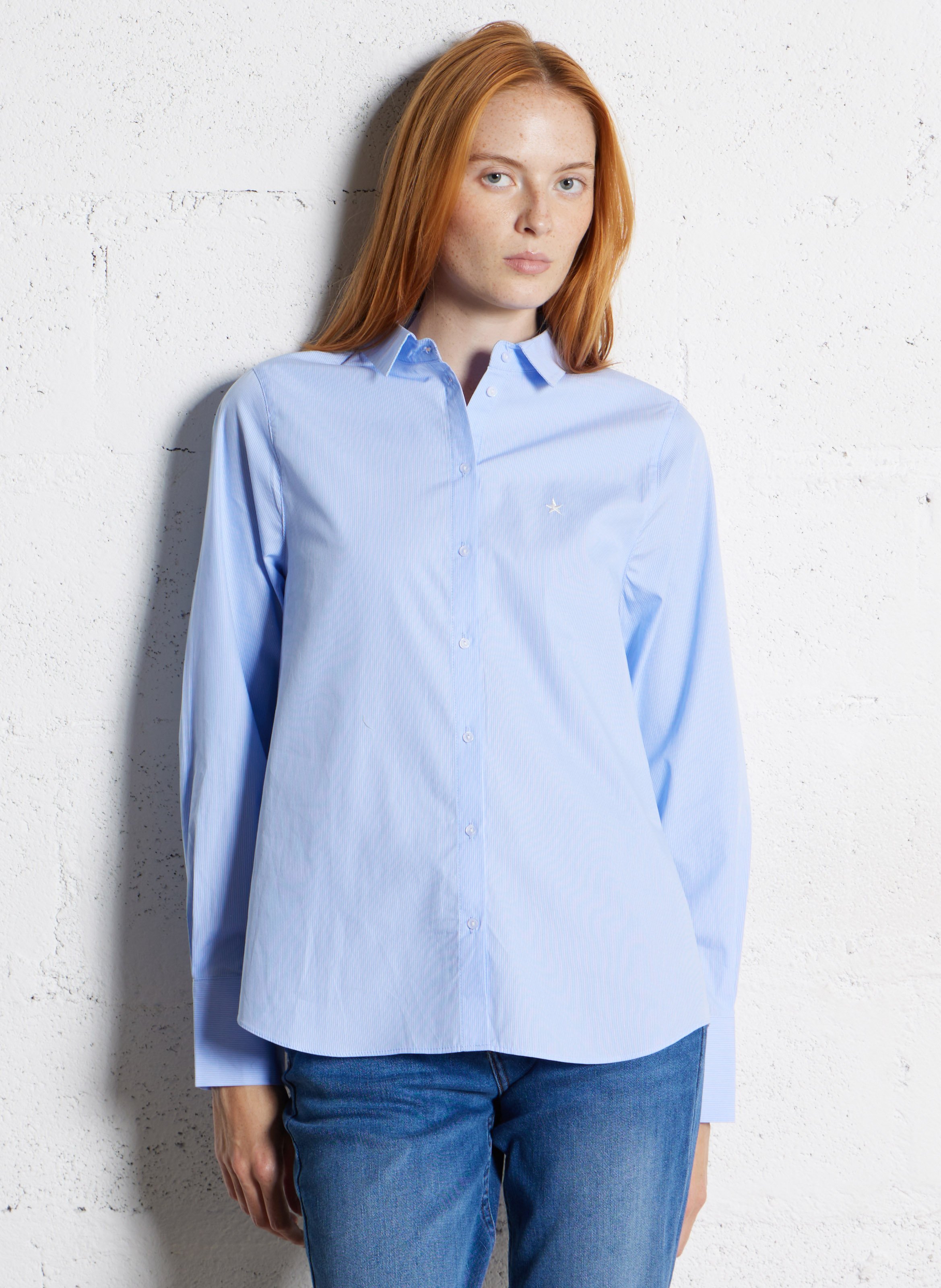 Chemise ample col classique en coton SUD EXPRESS Bleu