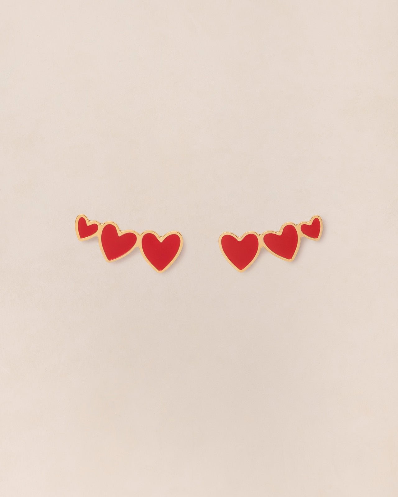 The 3 hearts earrings EMOI EMOI Red