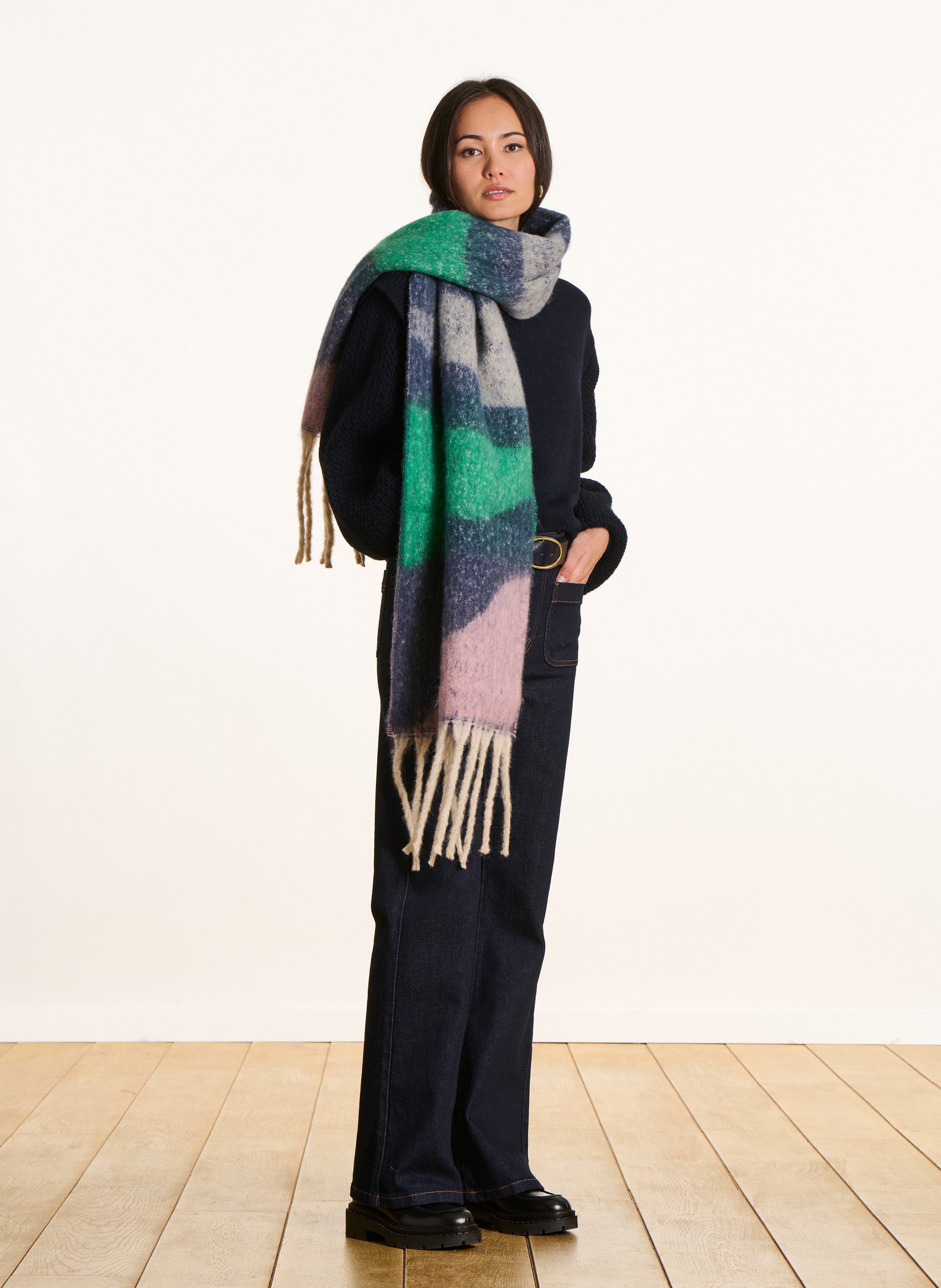 Écharpe motif vagues LA FEE MARABOUTEE Rose