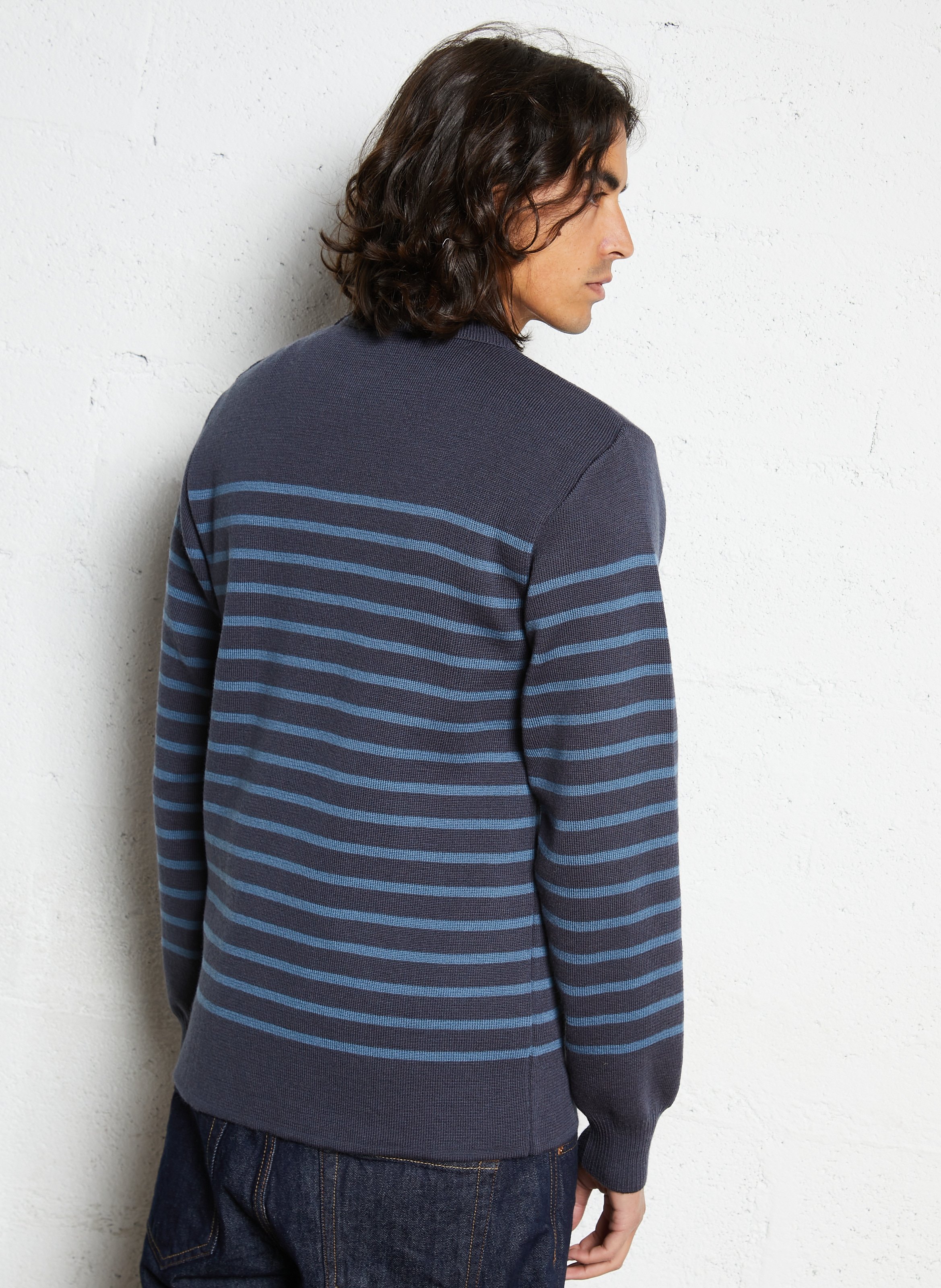 Pull col rond regular-fit en laine ARMOR LUX Bleu