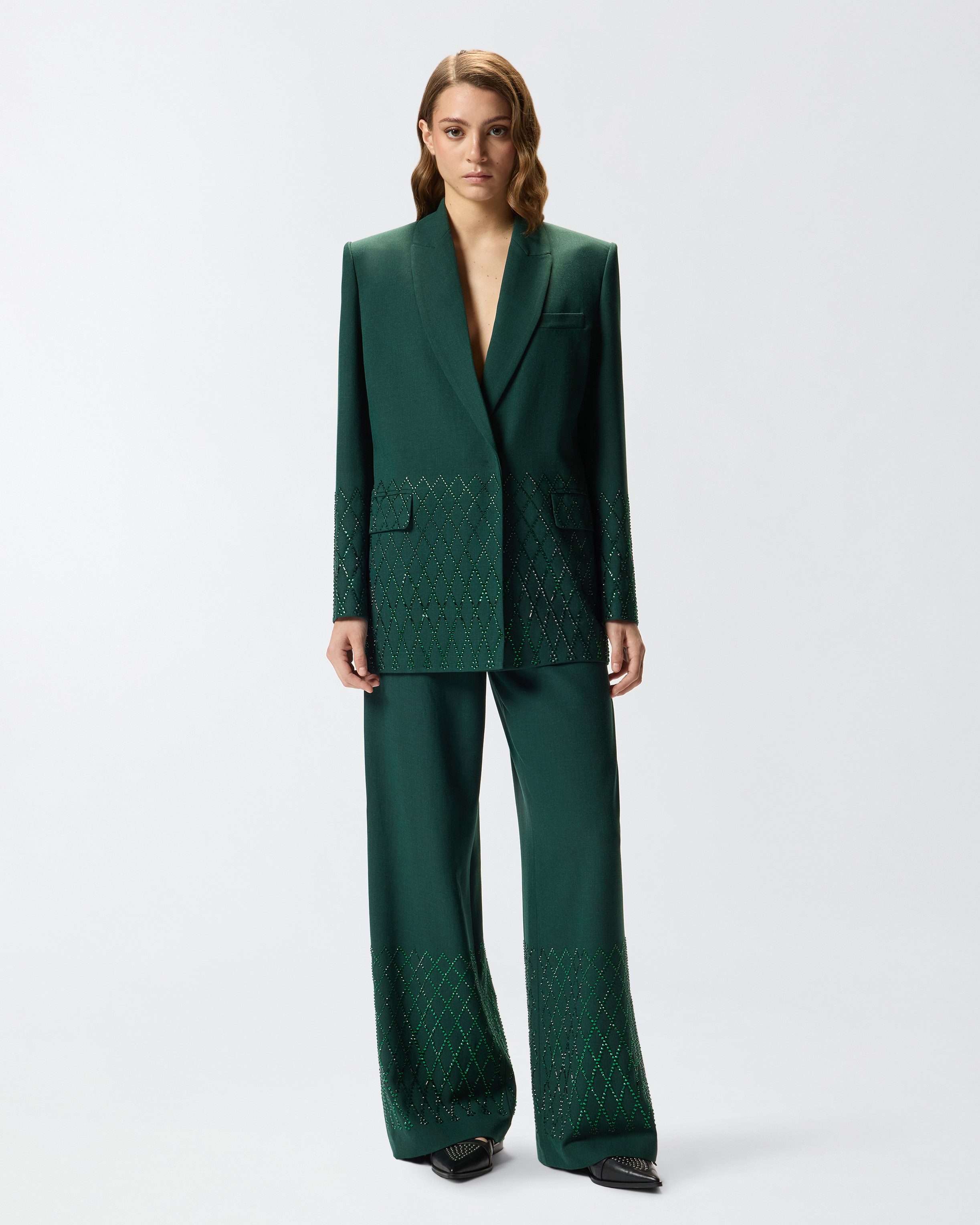 Oversized blazer with rhinestones PINKO Green