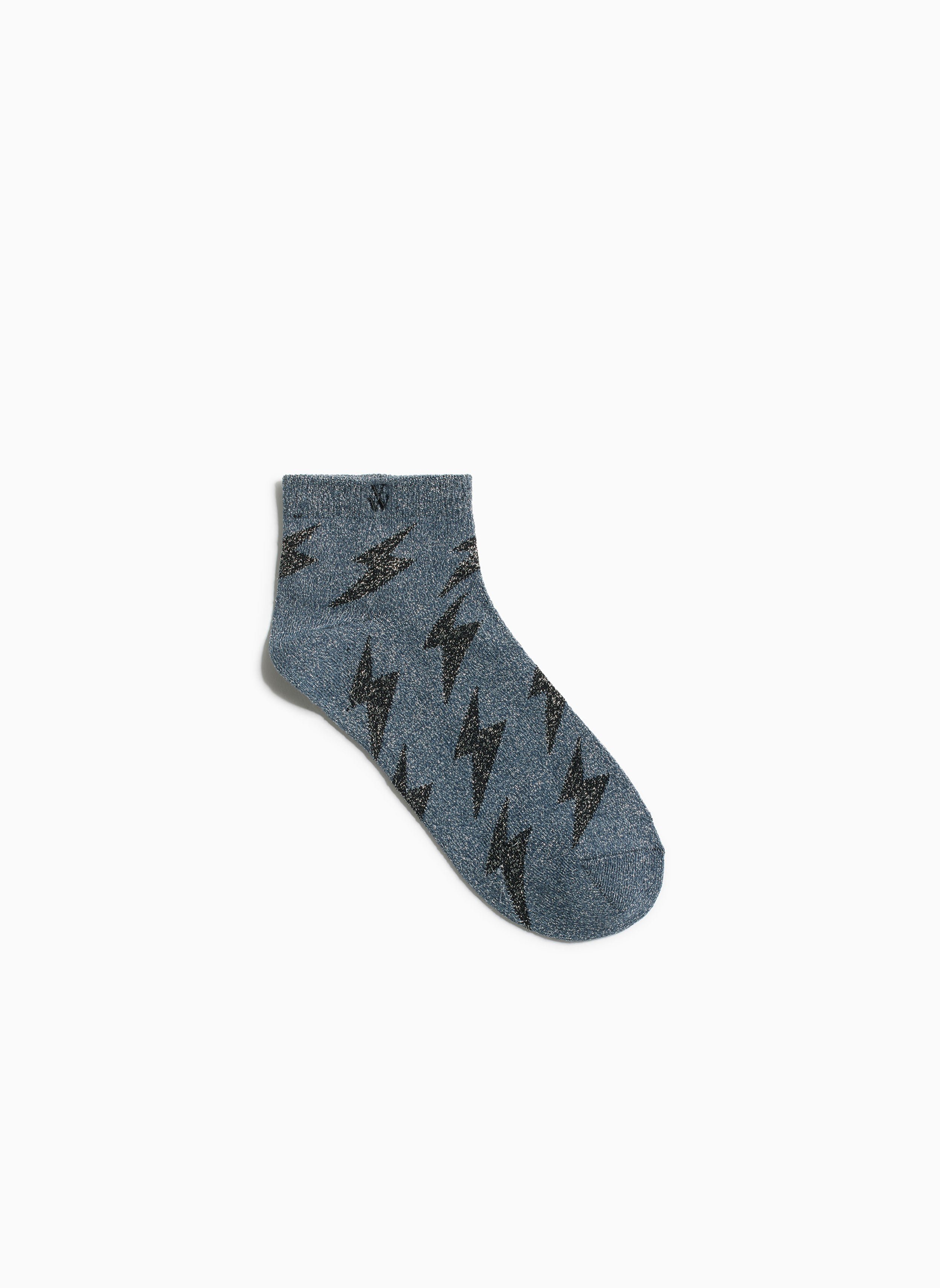 Short socks with lightning print in blended cotton VANESSA WU Grey