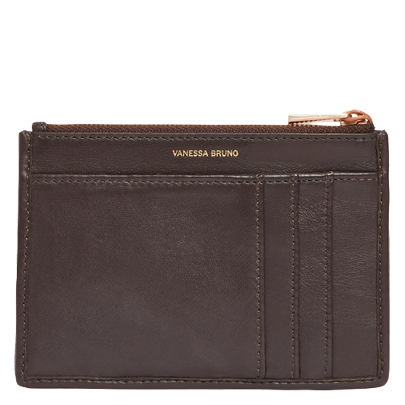 Braided leather zip-around wallet VANESSA BRUNO Brown