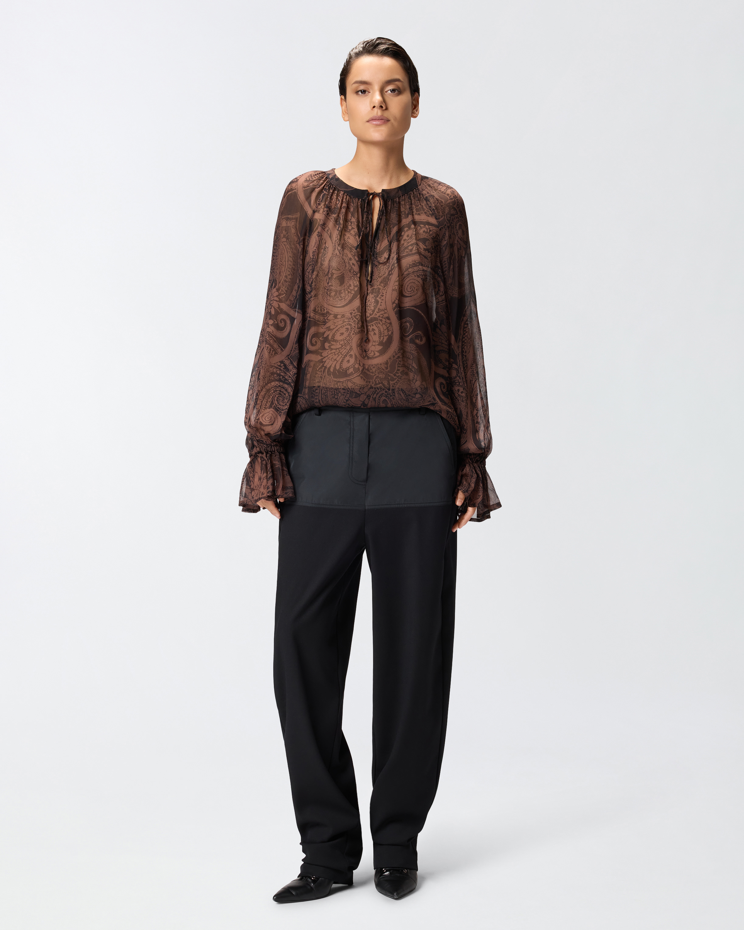 Cashmere print blouse PINKO Brown
