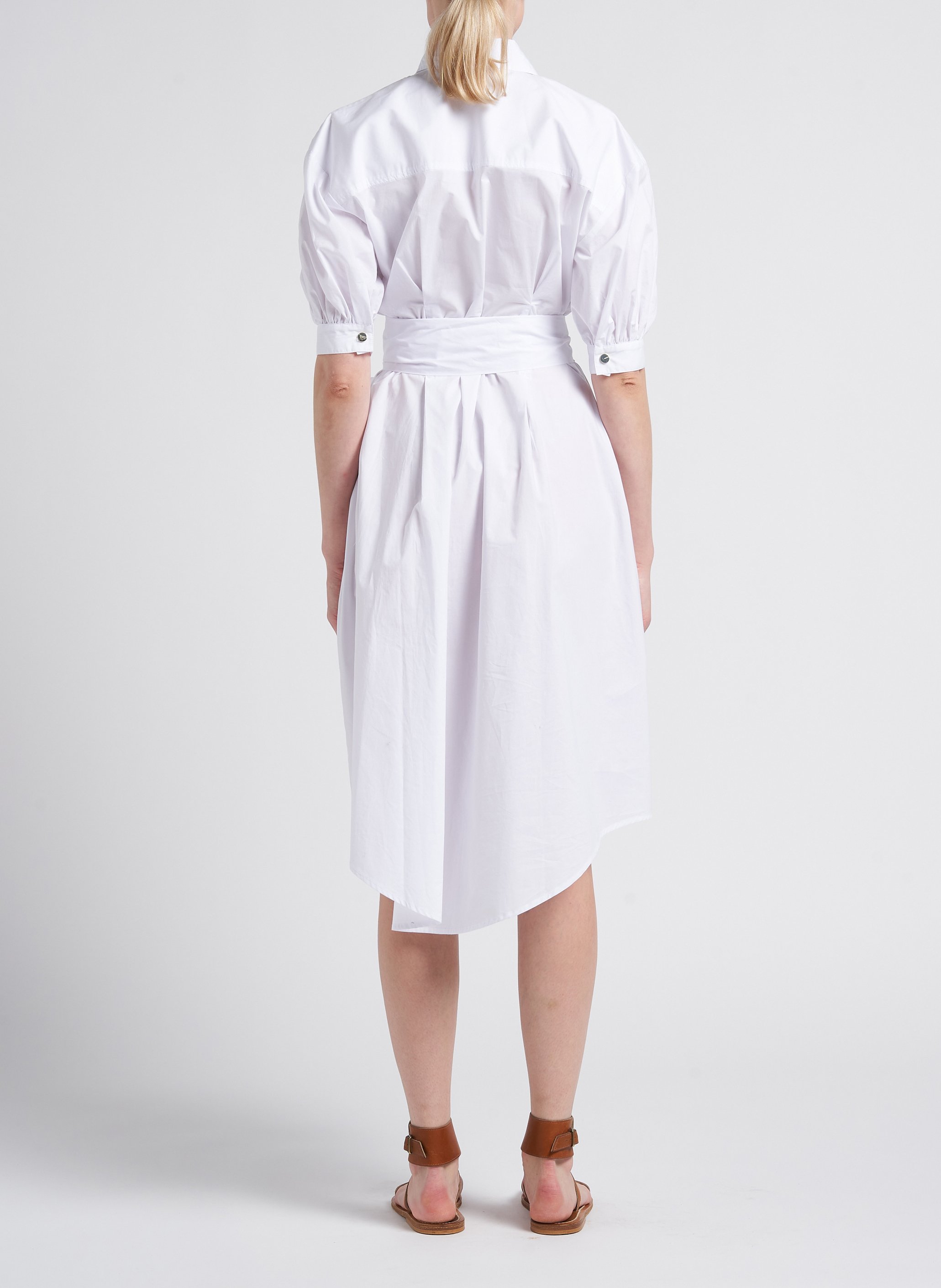 Robe mi-longue col V en coton PINKO Blanc