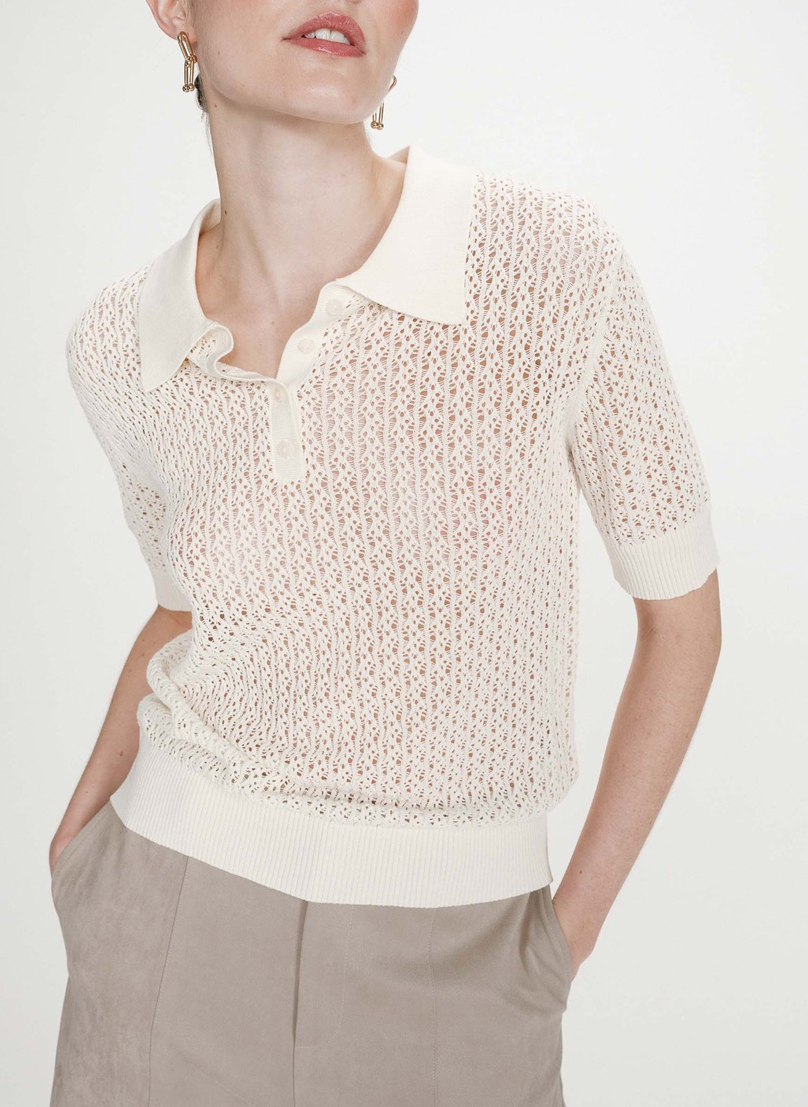 Polo en coton mélangé GRACE ET MILA Blanc