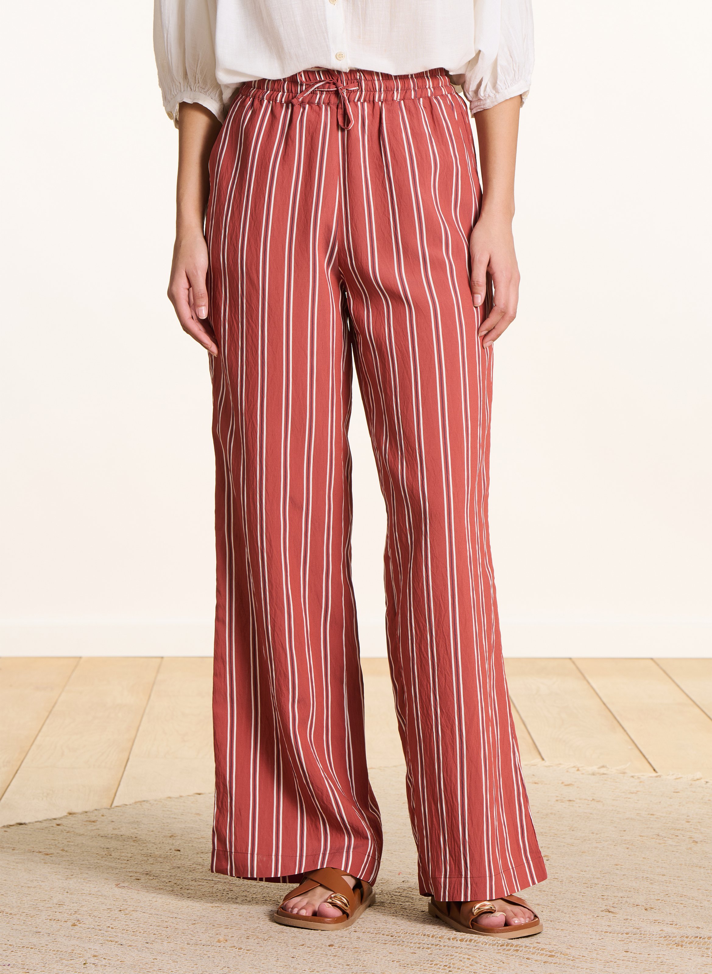 Pantalon large à rayures LA FEE MARABOUTEE Rouge