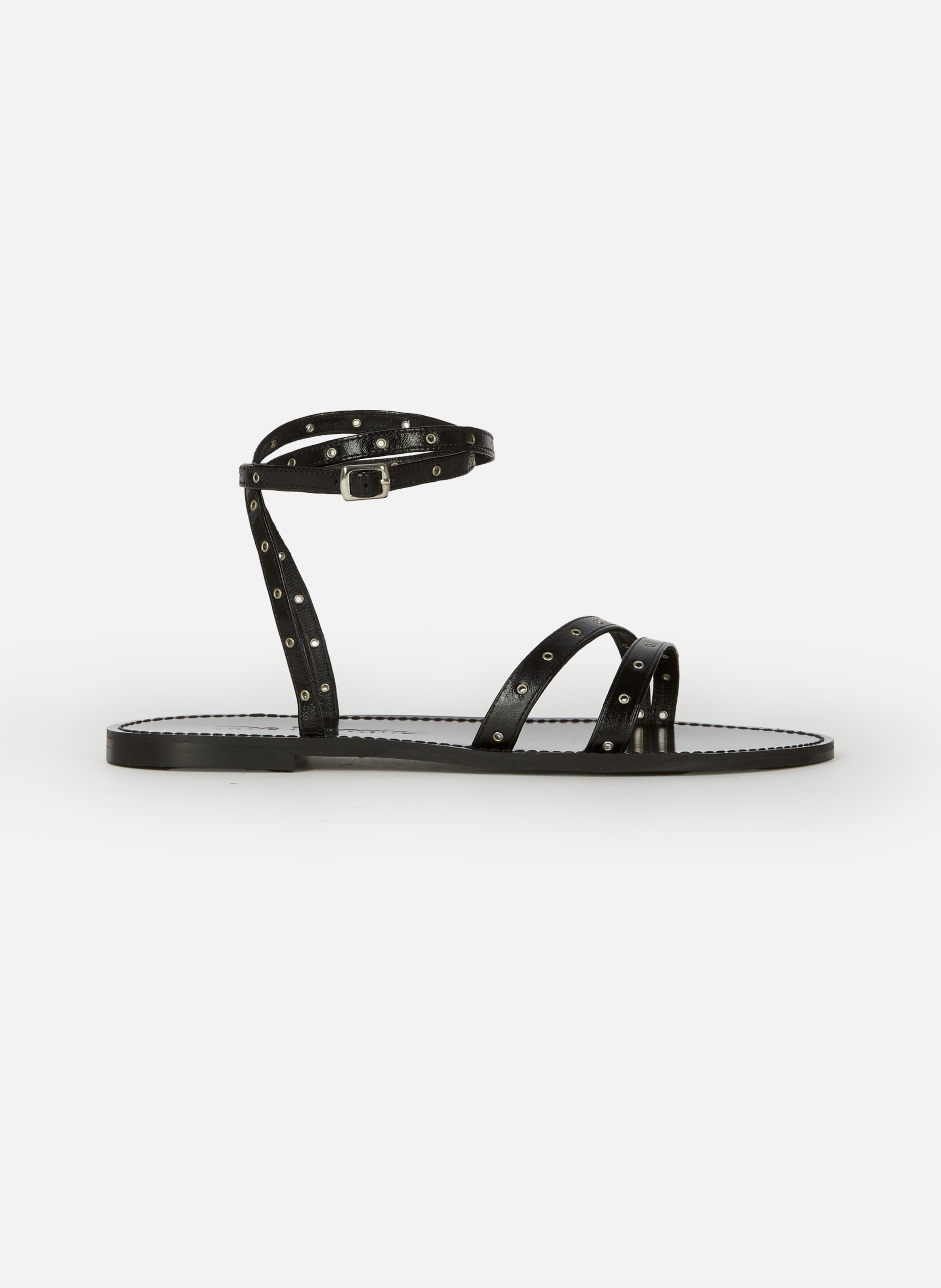 Flat leather sandals with eyelets THE KOOPLES Black