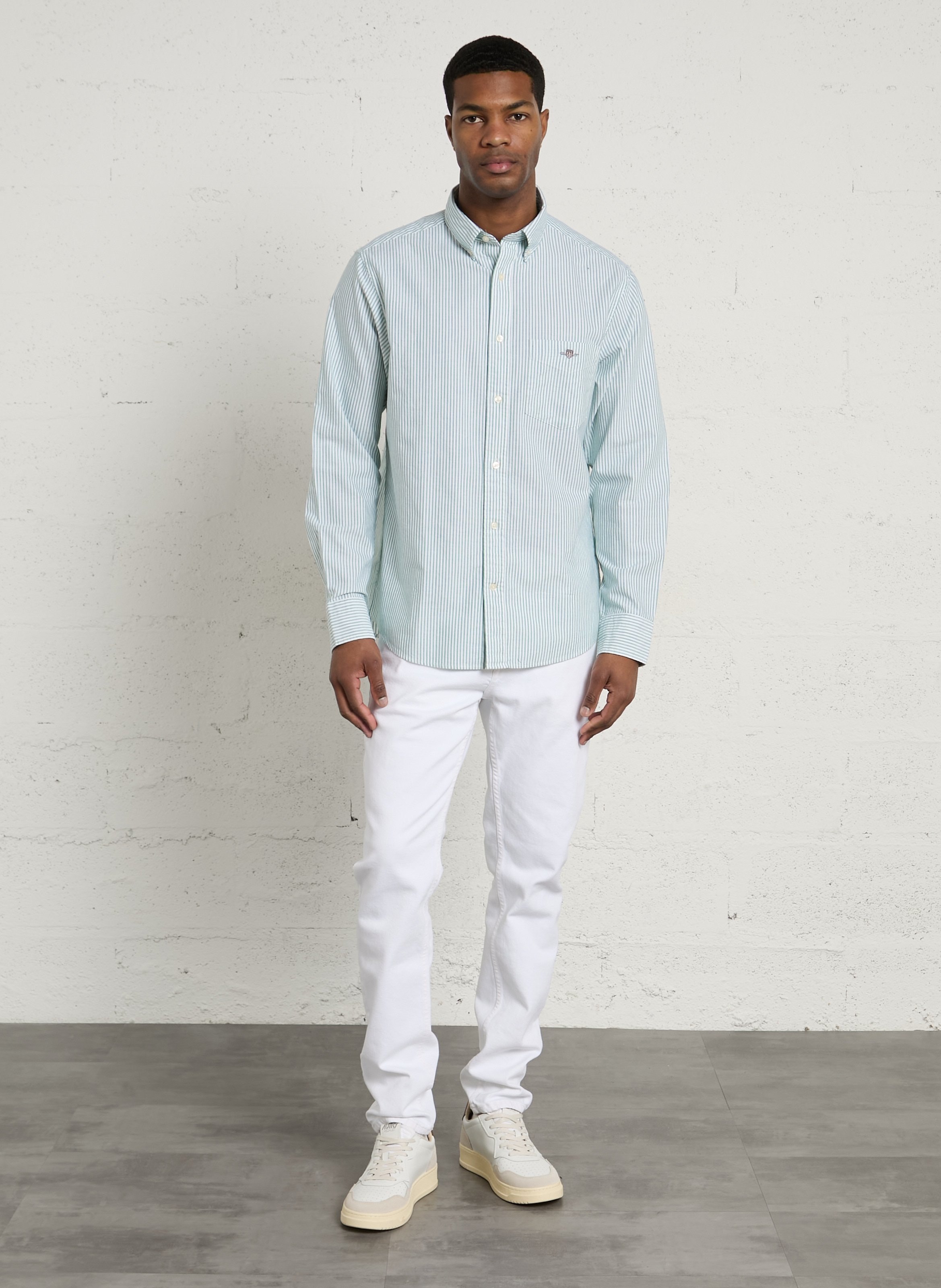 Overhemd met regular fit, button-down kraag en strepen van katoen GANT Blauw