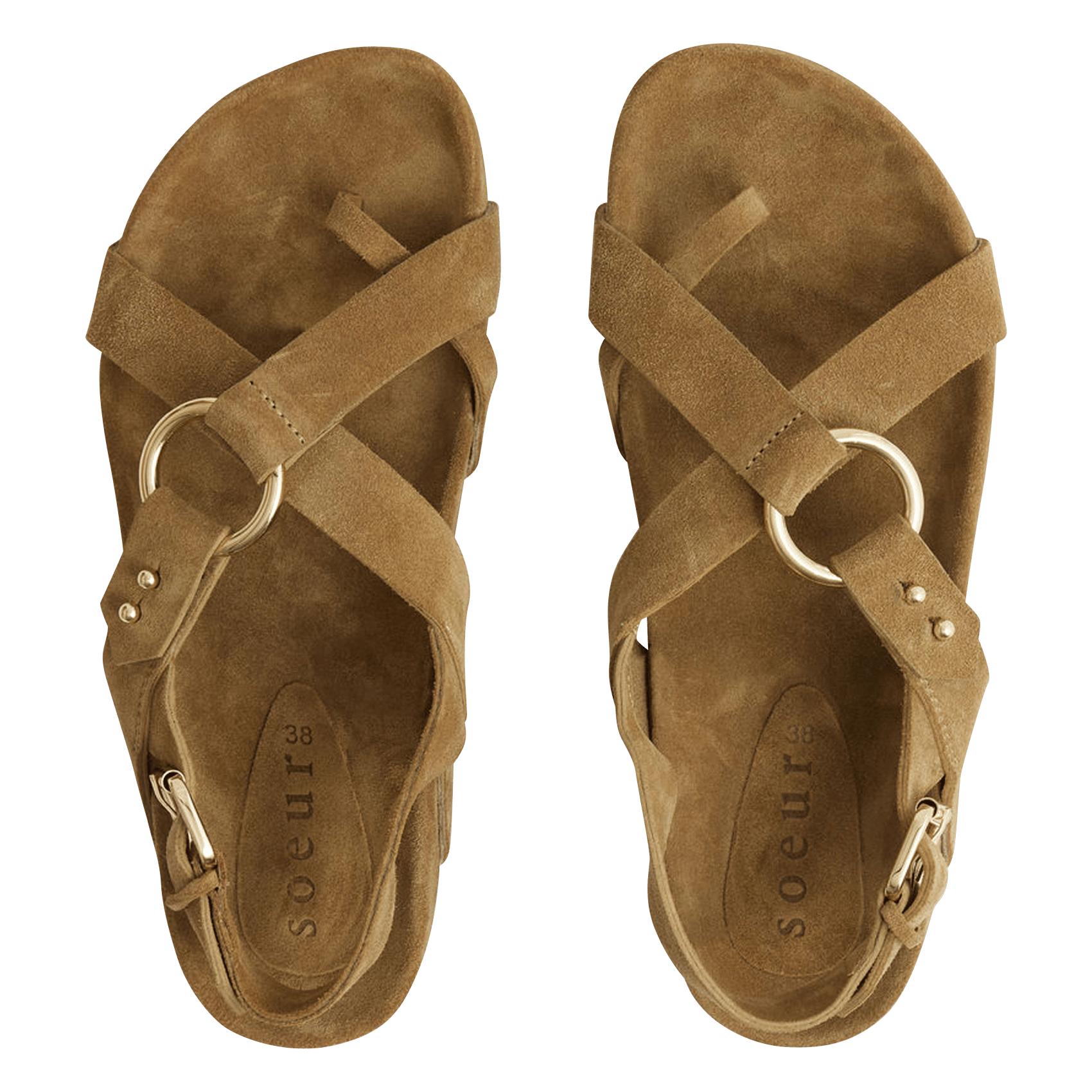 Avarca Berlin - Flache Ledersandalen mit Samt SOEUR Braun