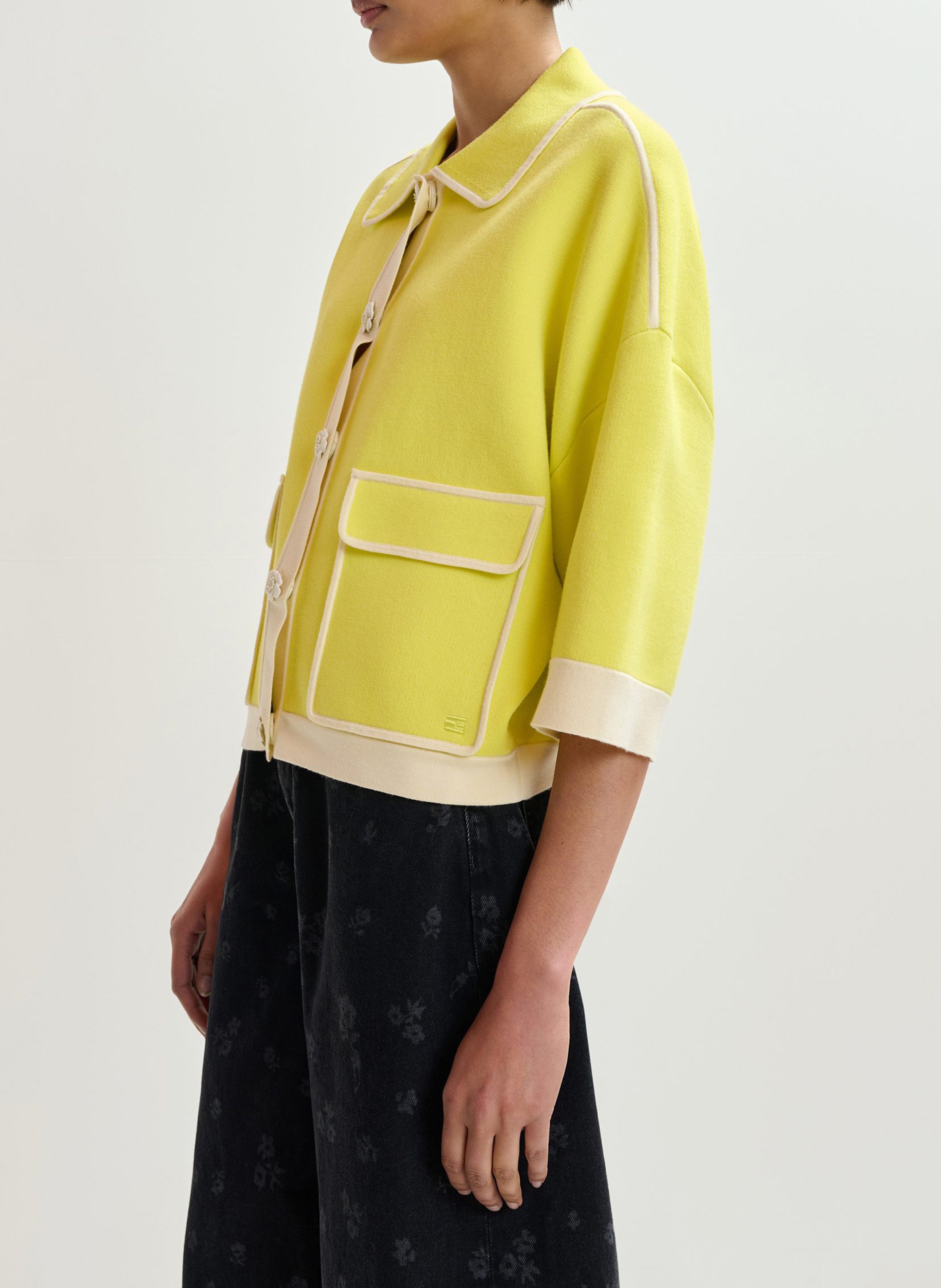 Cardigan with classic collar ESSENTIEL ANTWERP Yellow