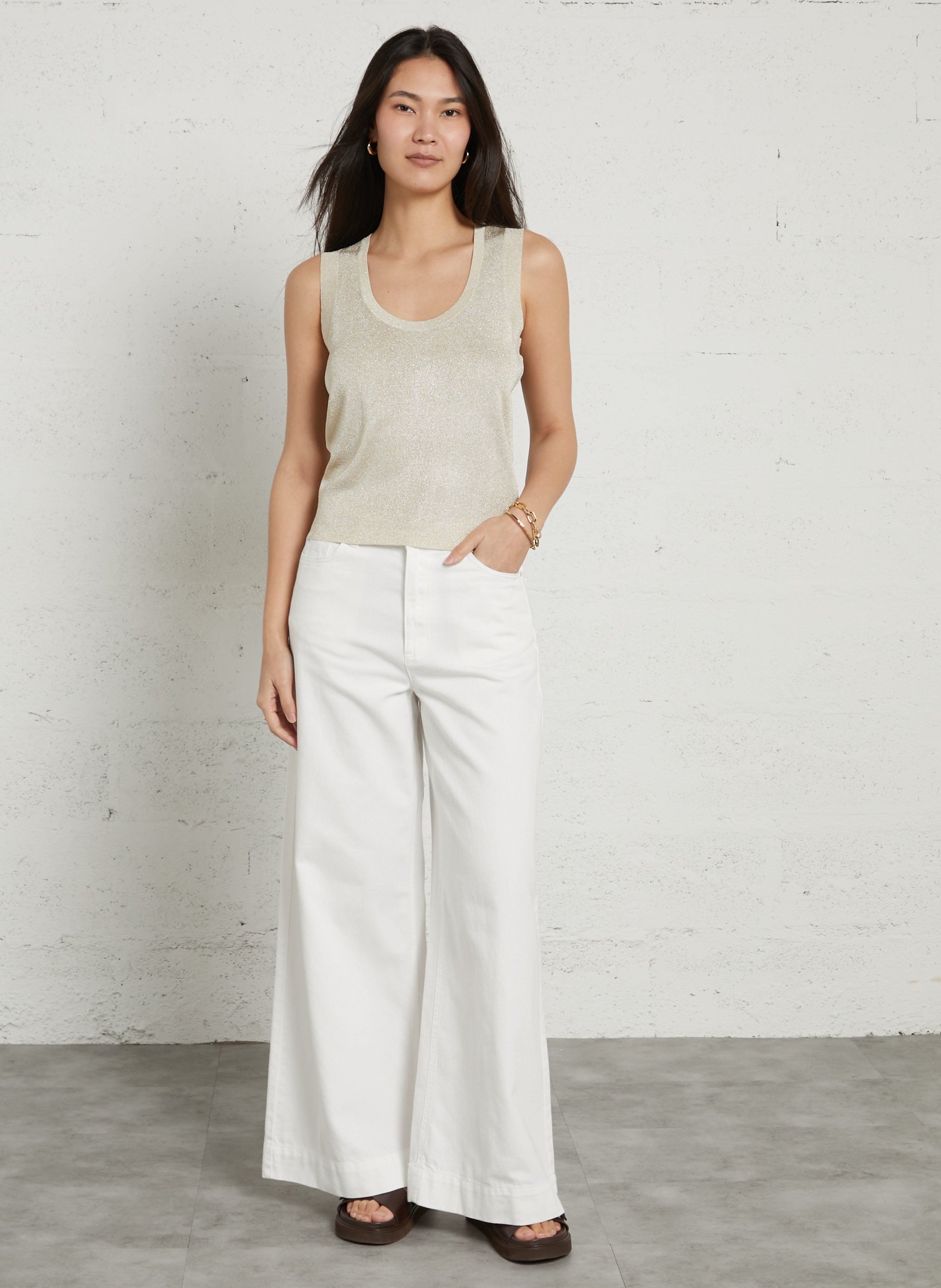 Round-neck glitter tank top MAISON 123 Golden