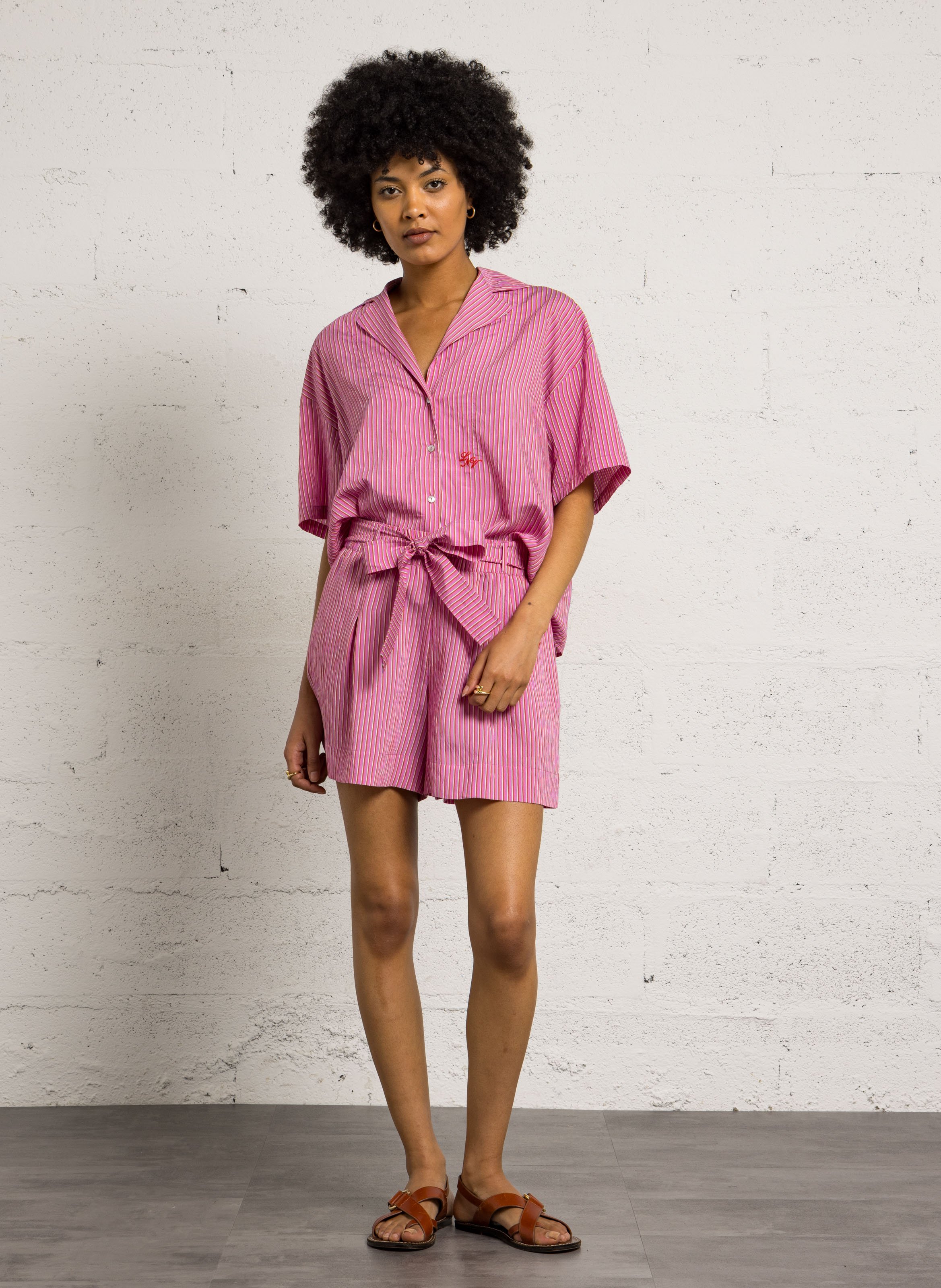 Chemise col classique rayée LA NOUVELLE Rose