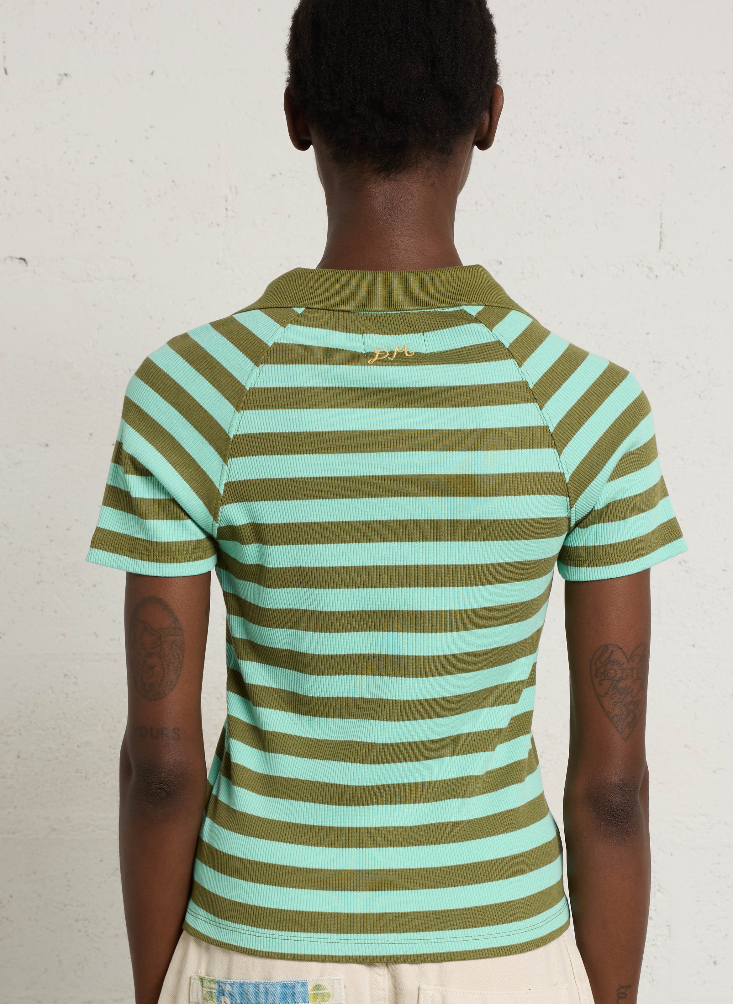 Striped classic collar top DAMSON MADDER Green