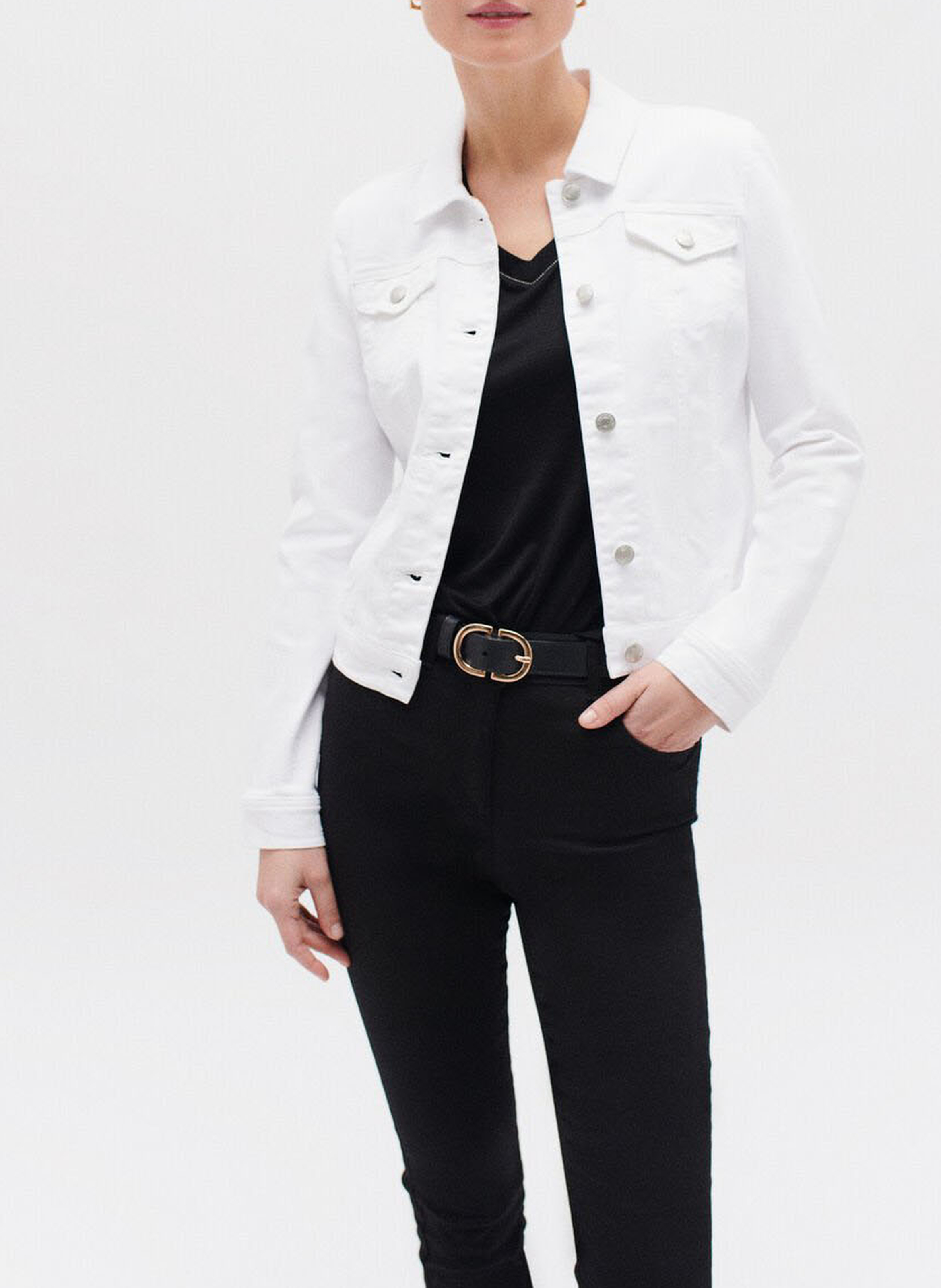 Veste denim en coton mélangé CAROLL Blanc