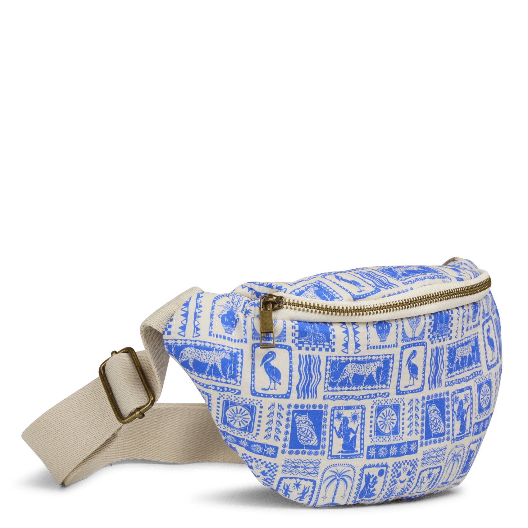 Printed cotton fanny pack PIECES Beige