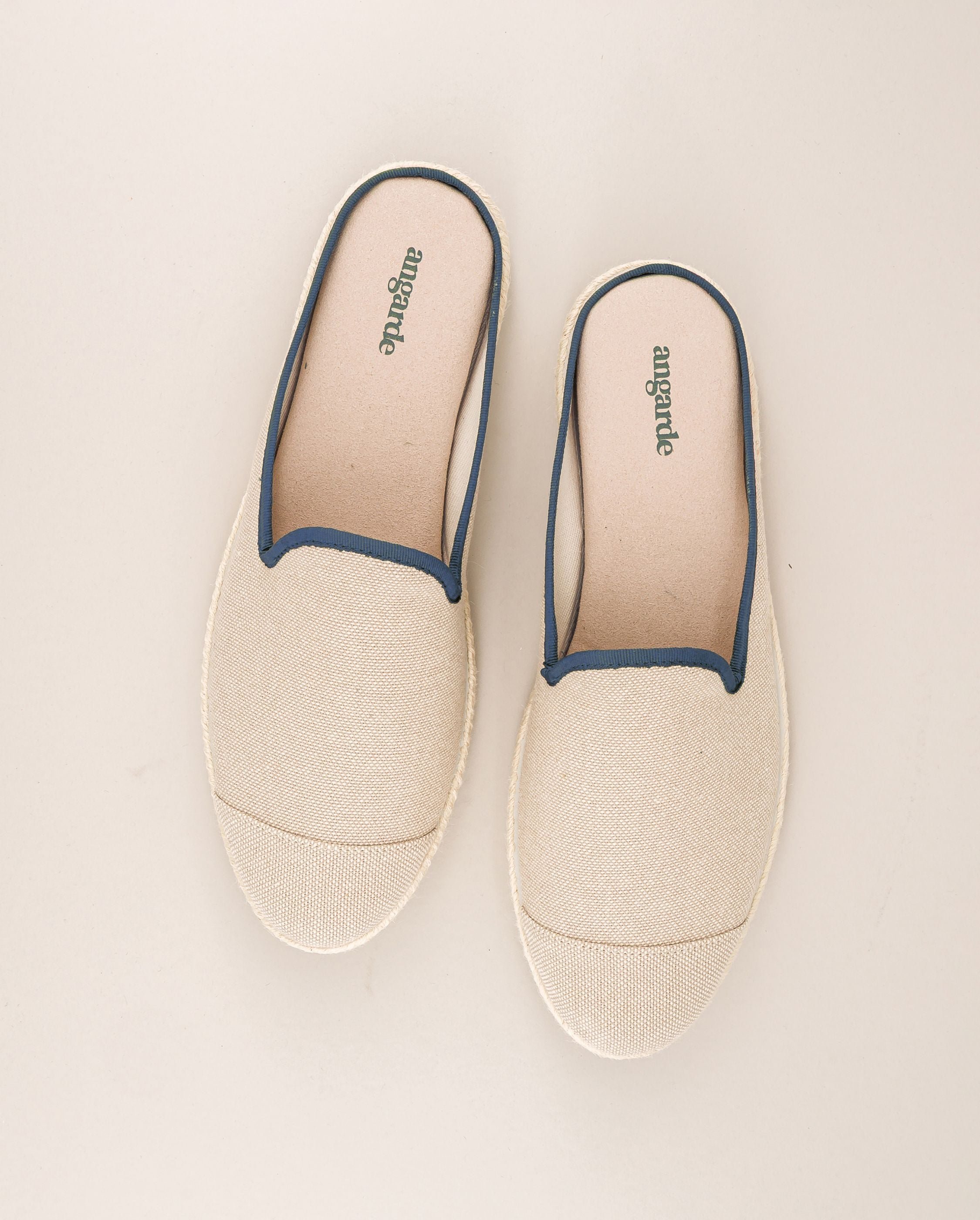 Men's mule, beige indigo cotton ANGARDE Beige