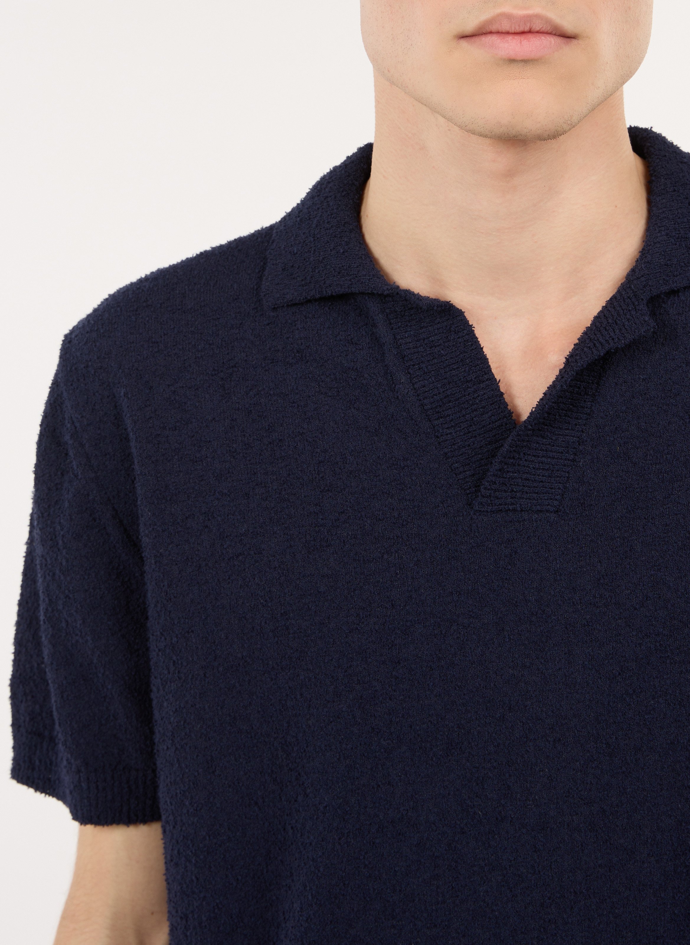 Rechte polo van katoenmix SAISON 1865 Blauw