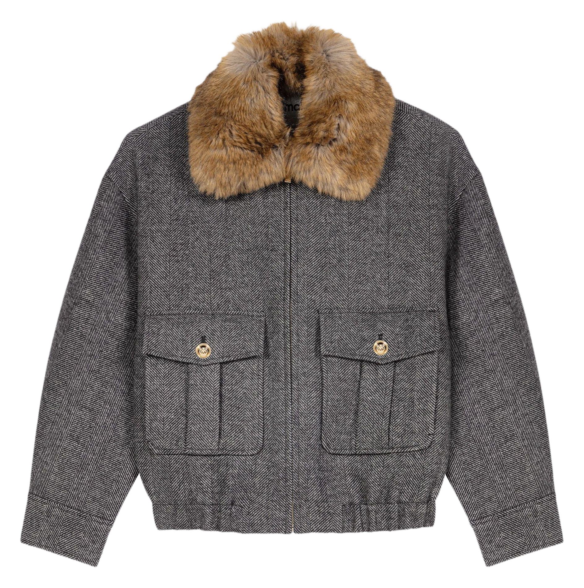 Oversized jack | wolblend MAJE Grijs