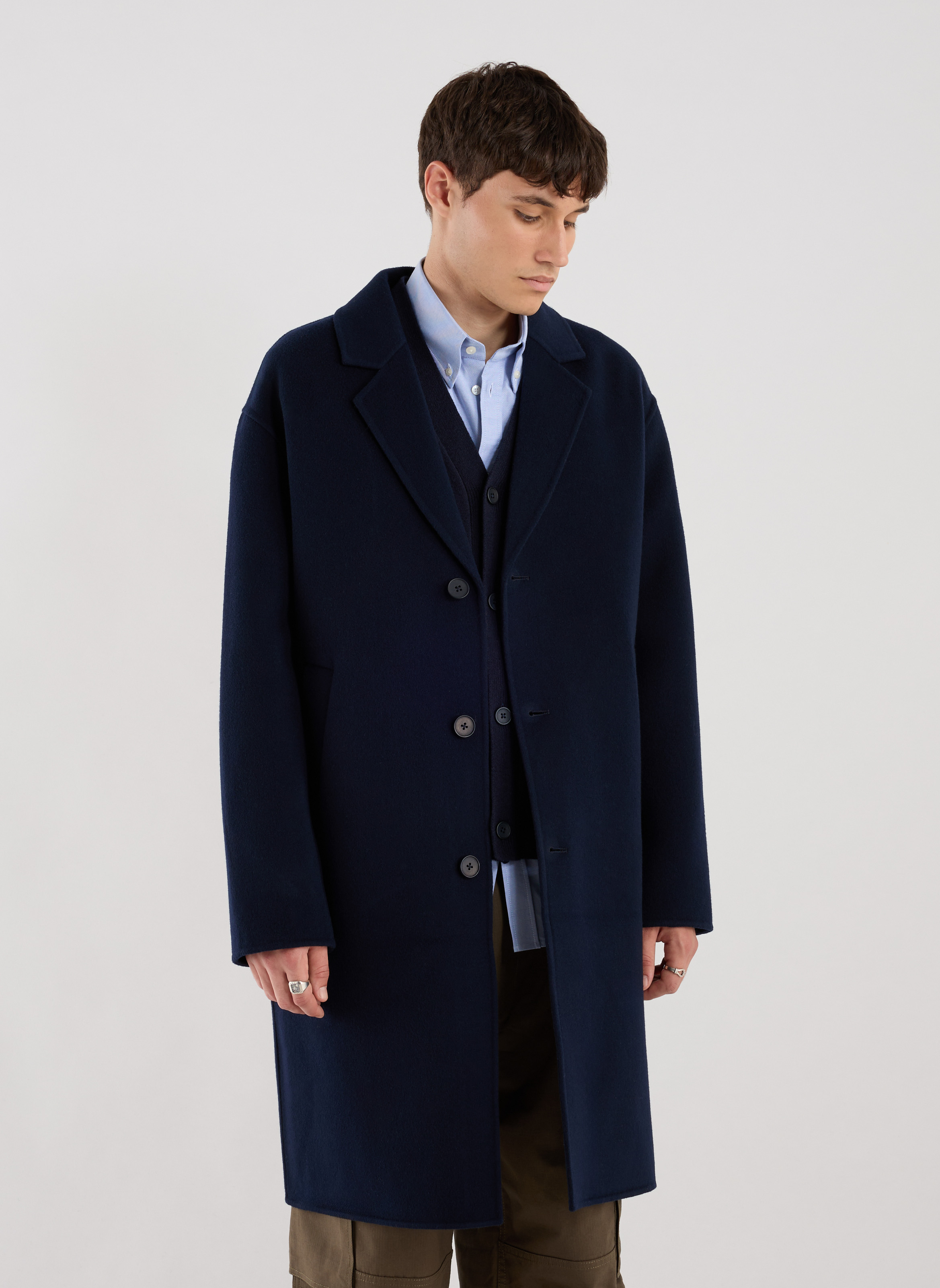 Camel wool coat with tailored collar. SAISON 1865 Blue