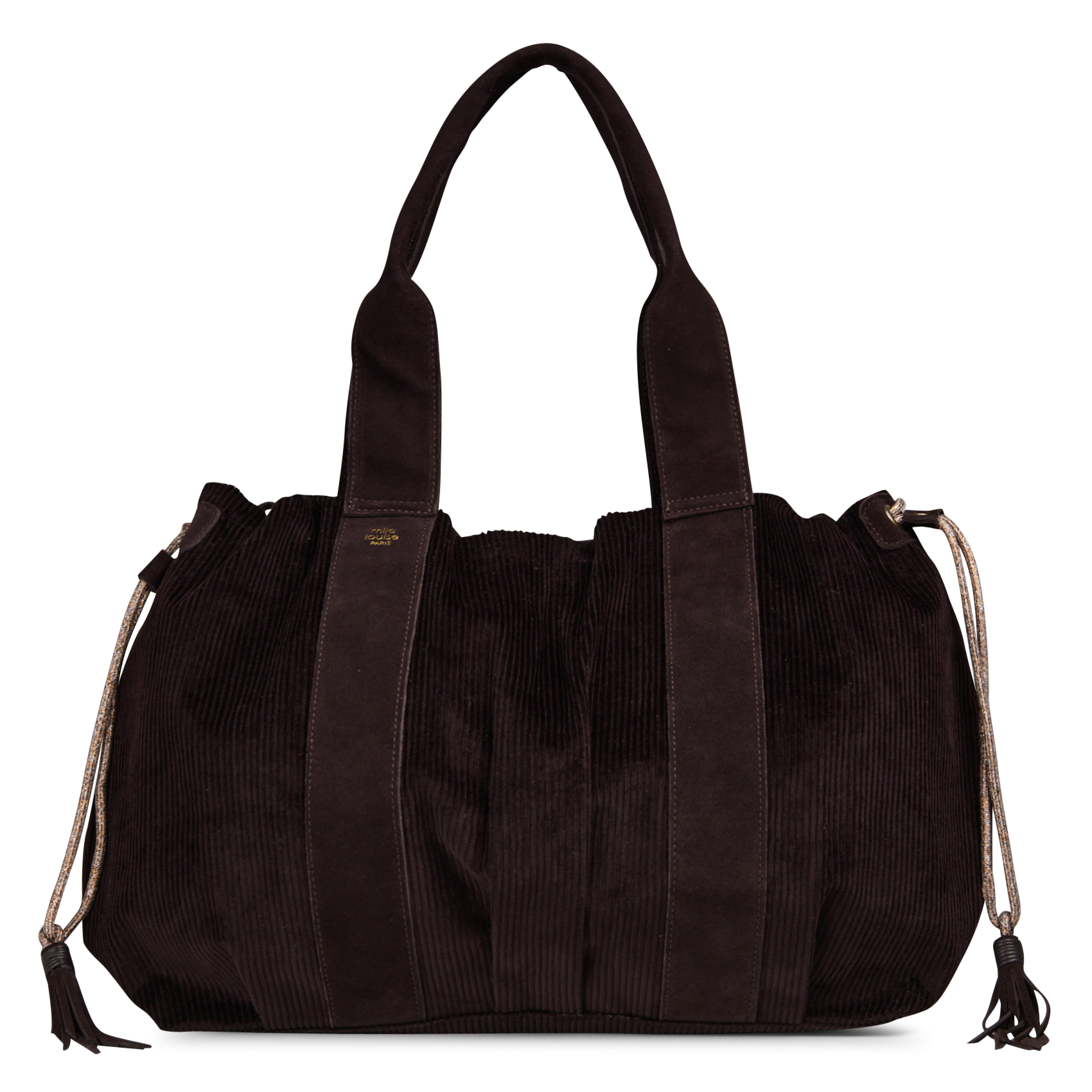 Gestreepte shopper van gemengd leer MILA LOUISE Bruin
