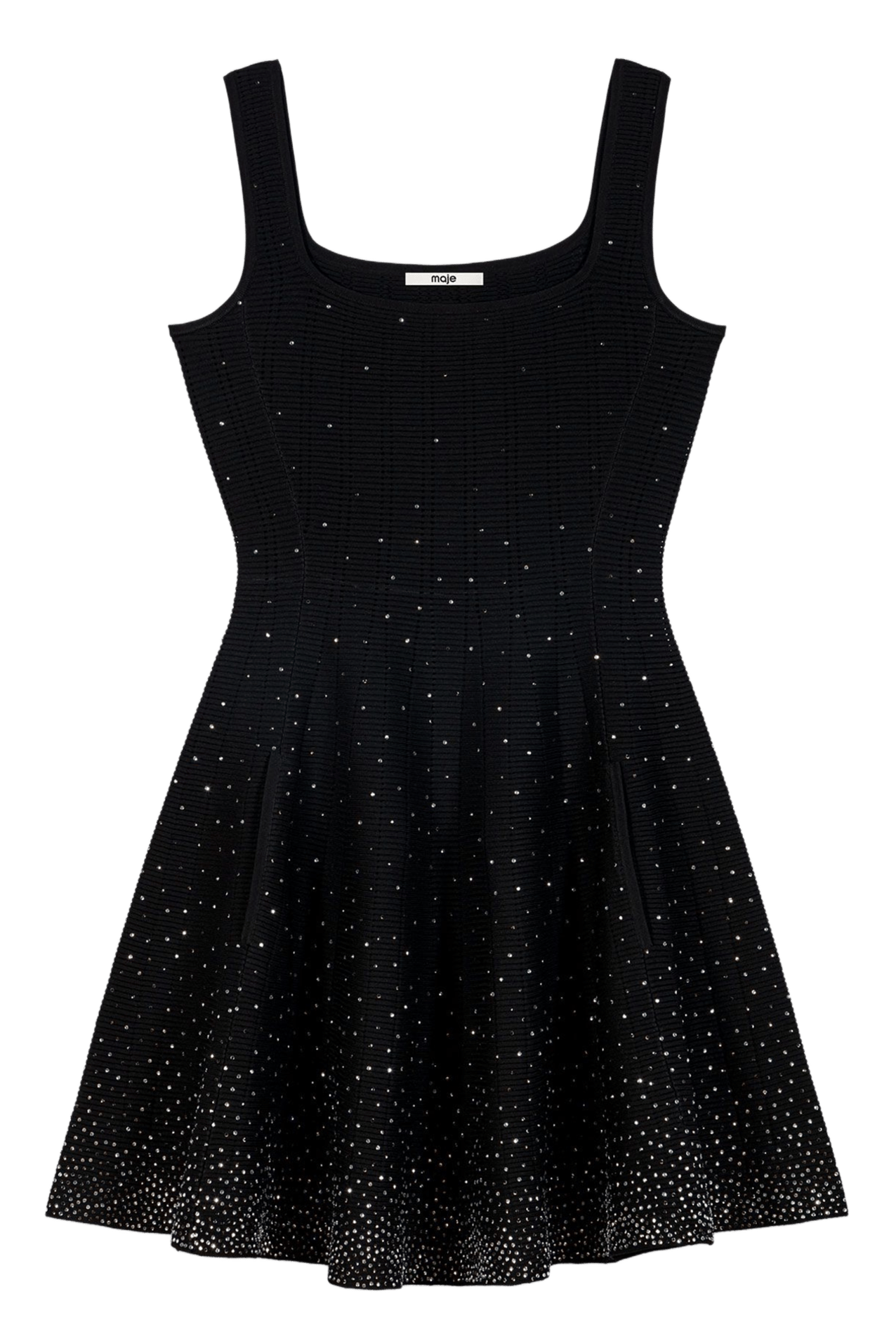 Robe courte évasée à strass MAJE Noir