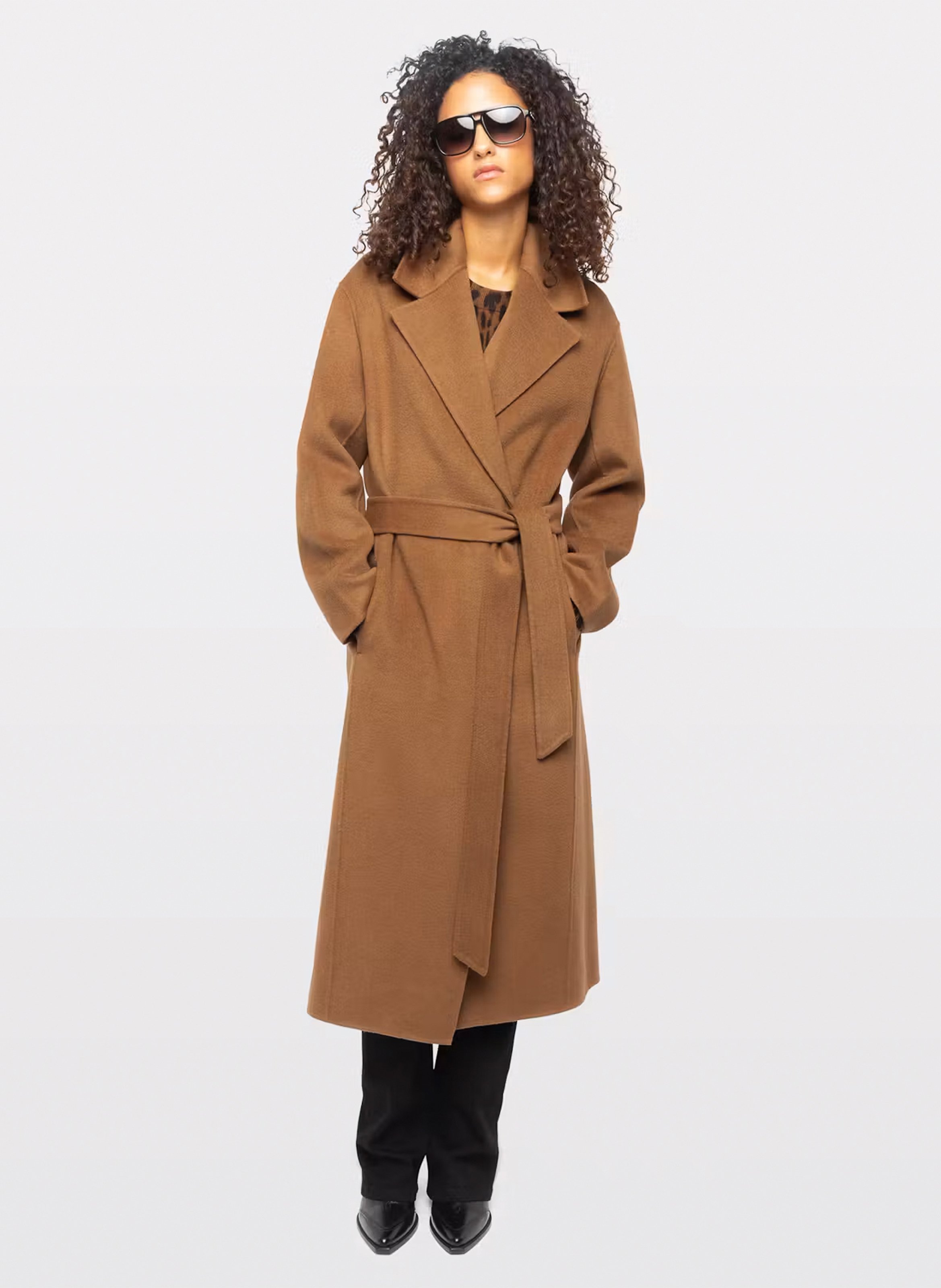 Manteau long ceinturé en laine recyclée mélangée ZADIG&VOLTAIRE Beige