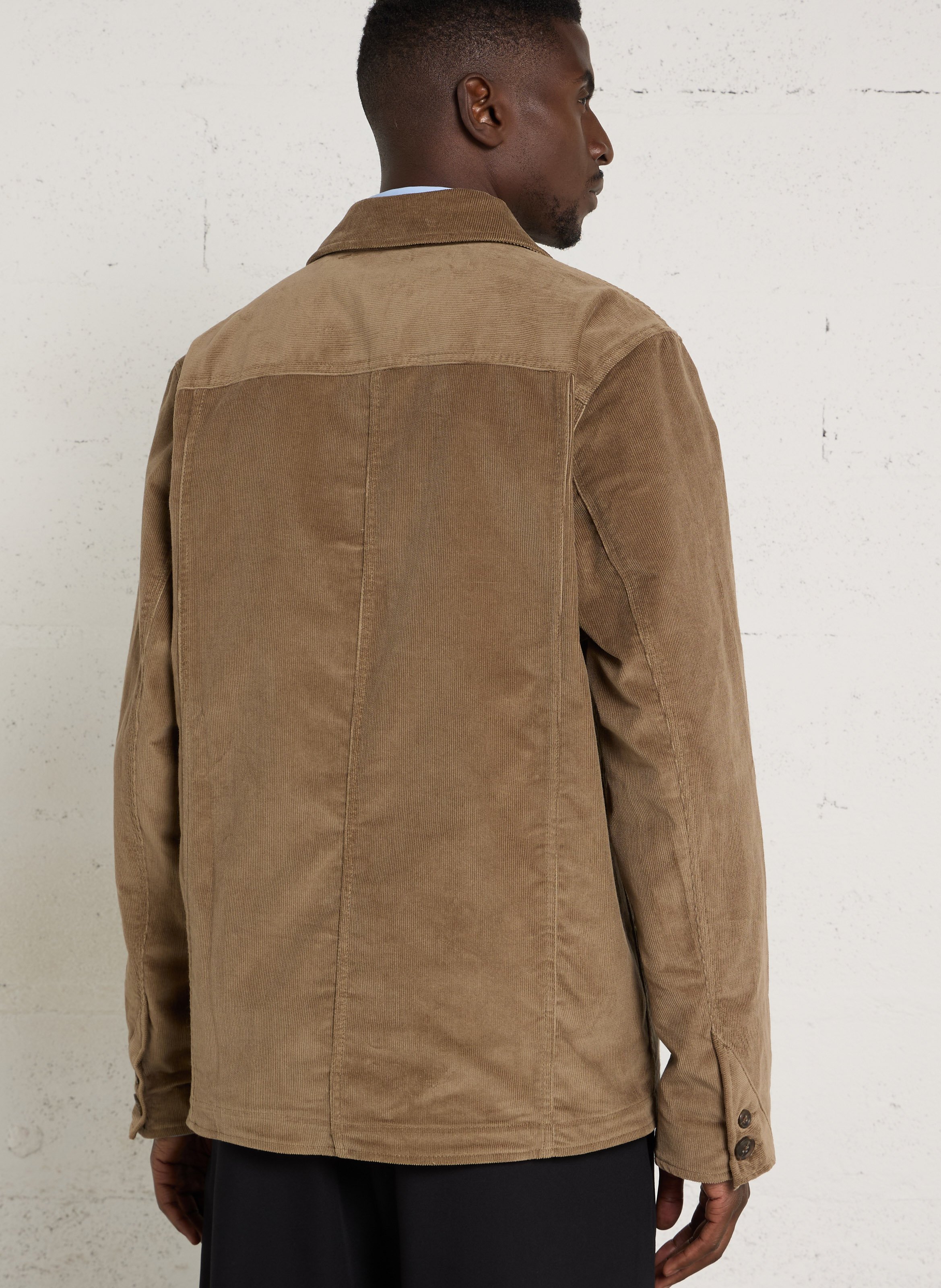 Straight-fit jacket with a classic collar in ribbed cotton blend PAUL SMITH Brown