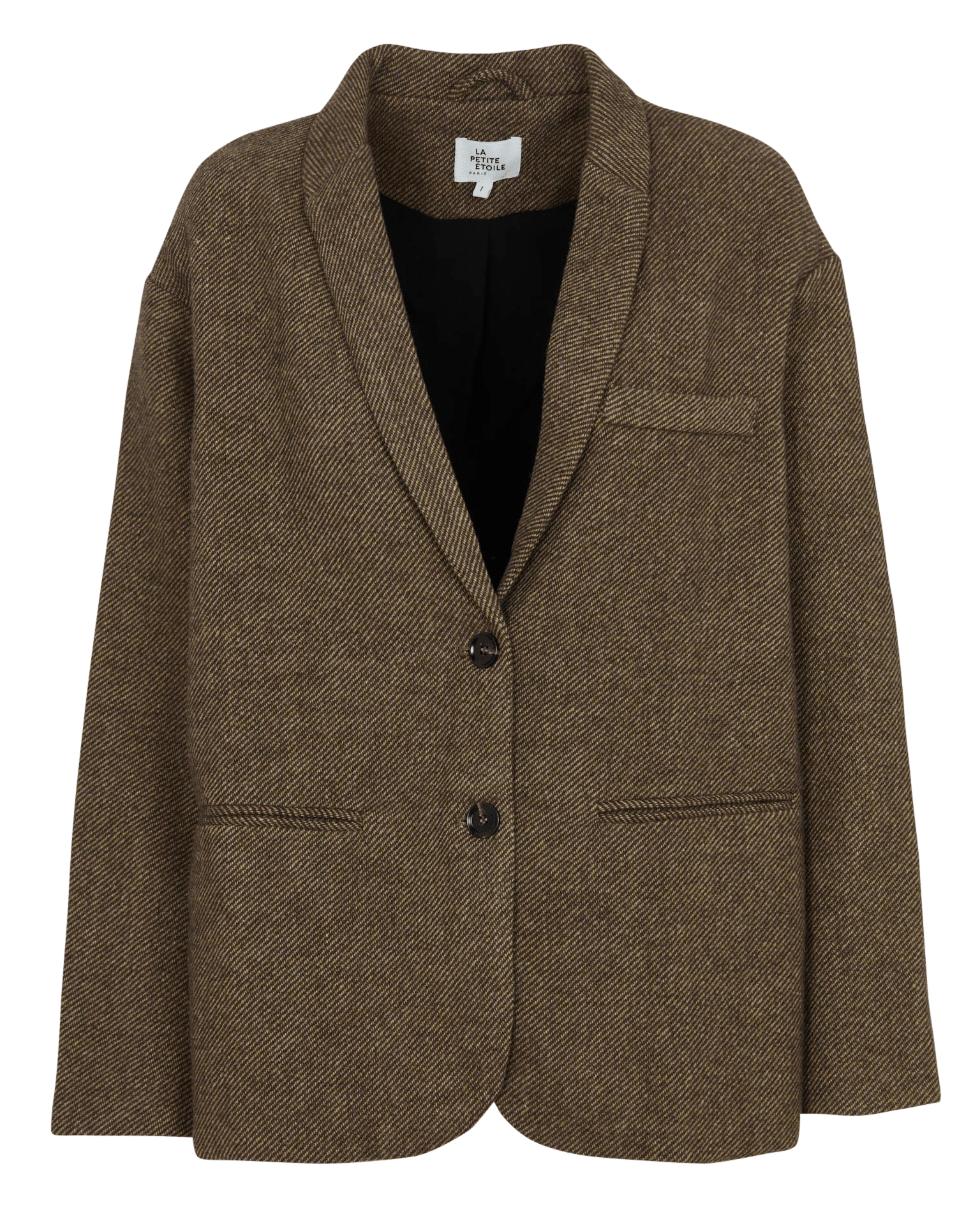 Straight herringbone-weave tailored jacket LA PETITE ETOILE Brown