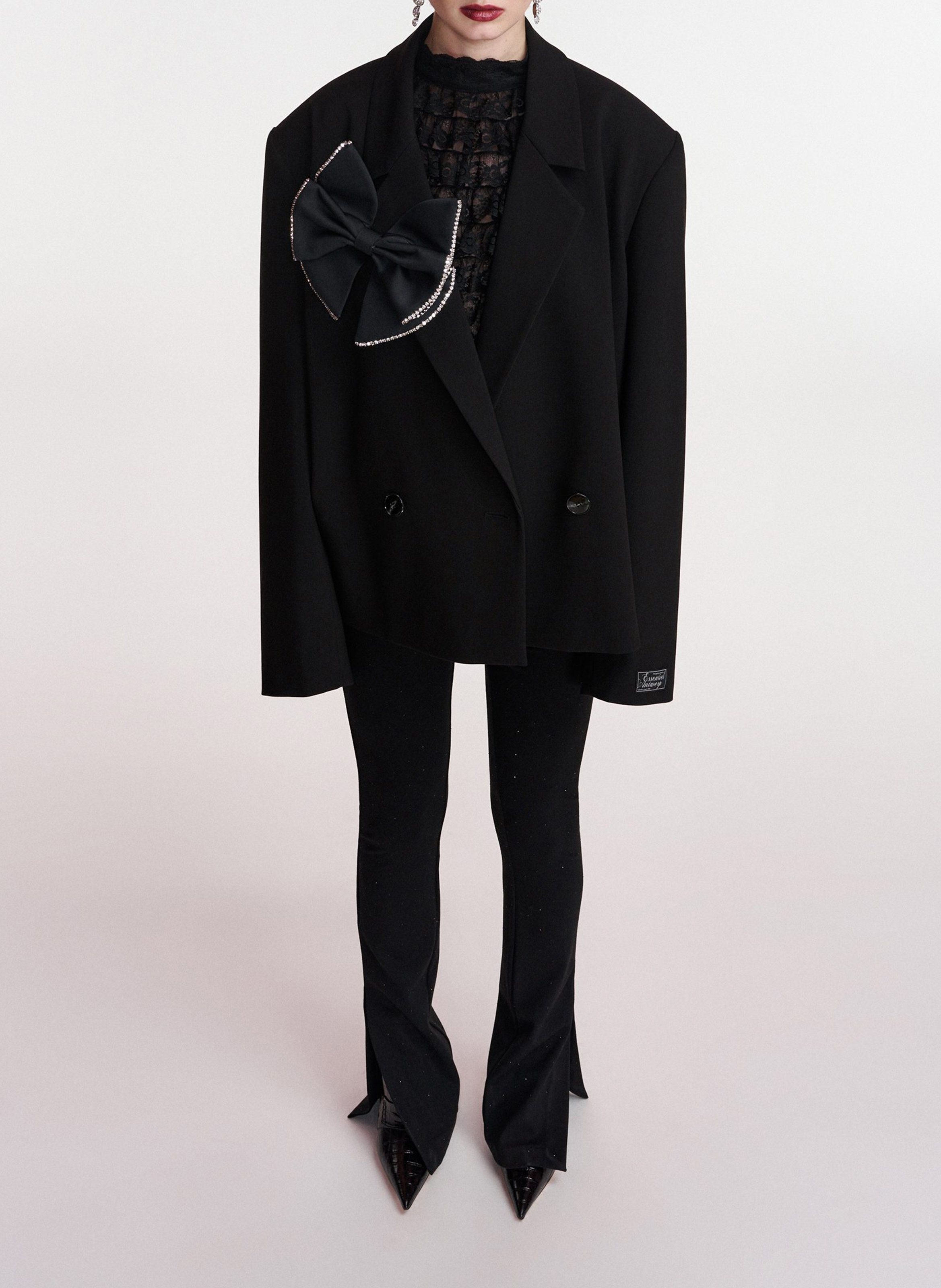 Plain straight-cut blazer jacket ESSENTIEL ANTWERP Black