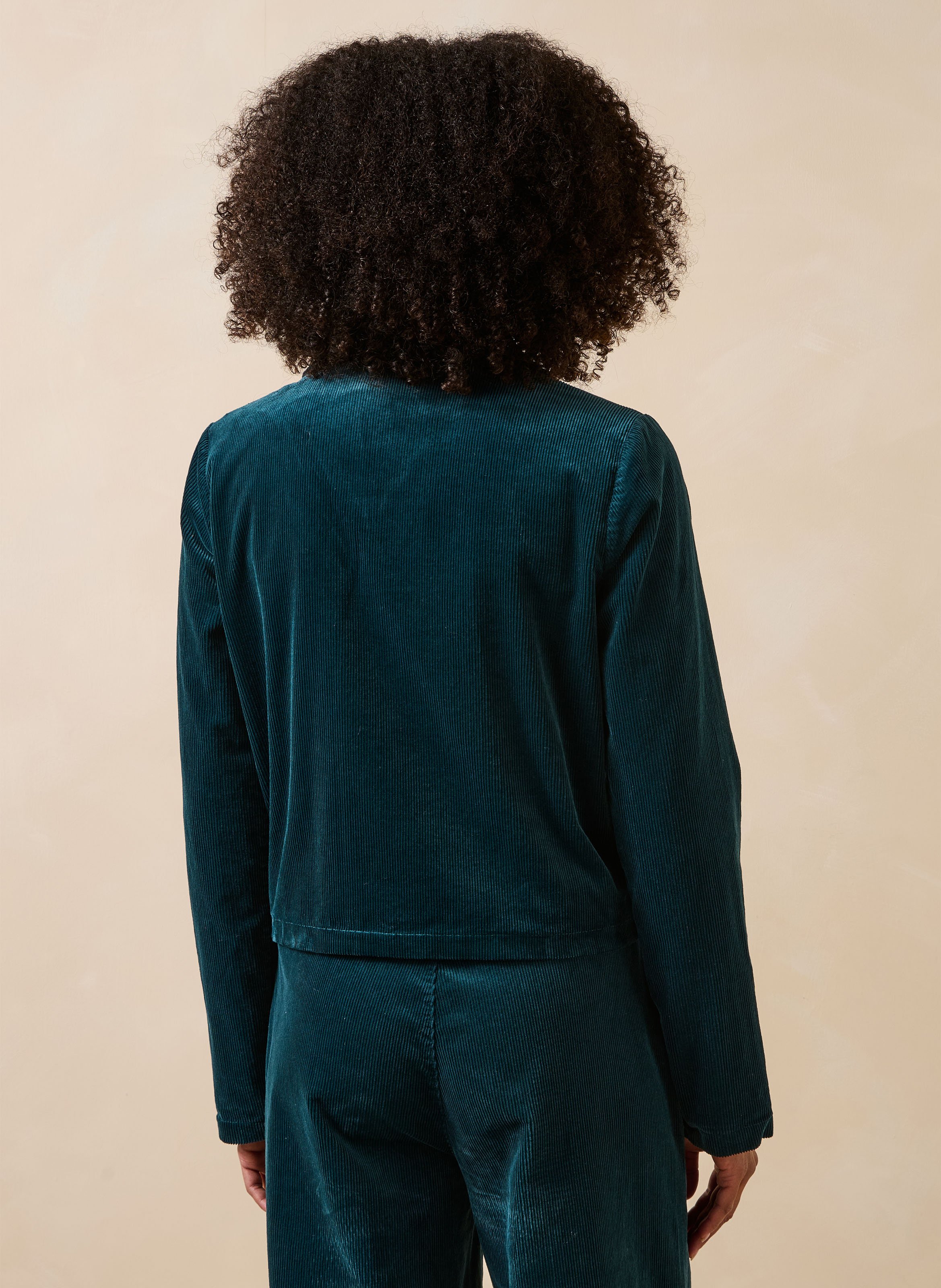 Kurze Jacke aus Baumwollmischung in Cordoptik LA FEE MARABOUTEE Blau