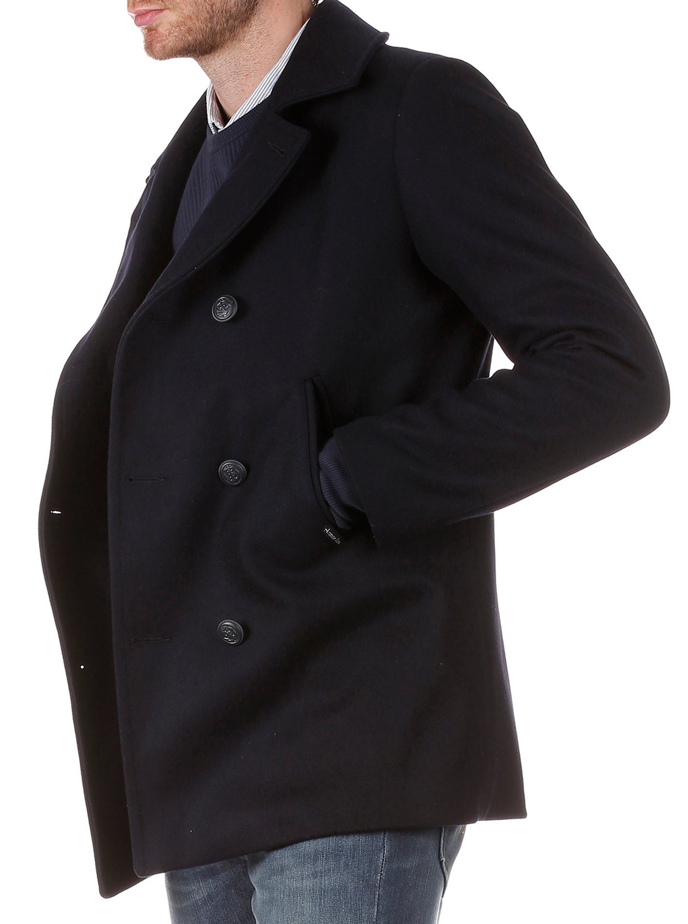 Wool broadcloth pea coat ARMOR LUX Blue