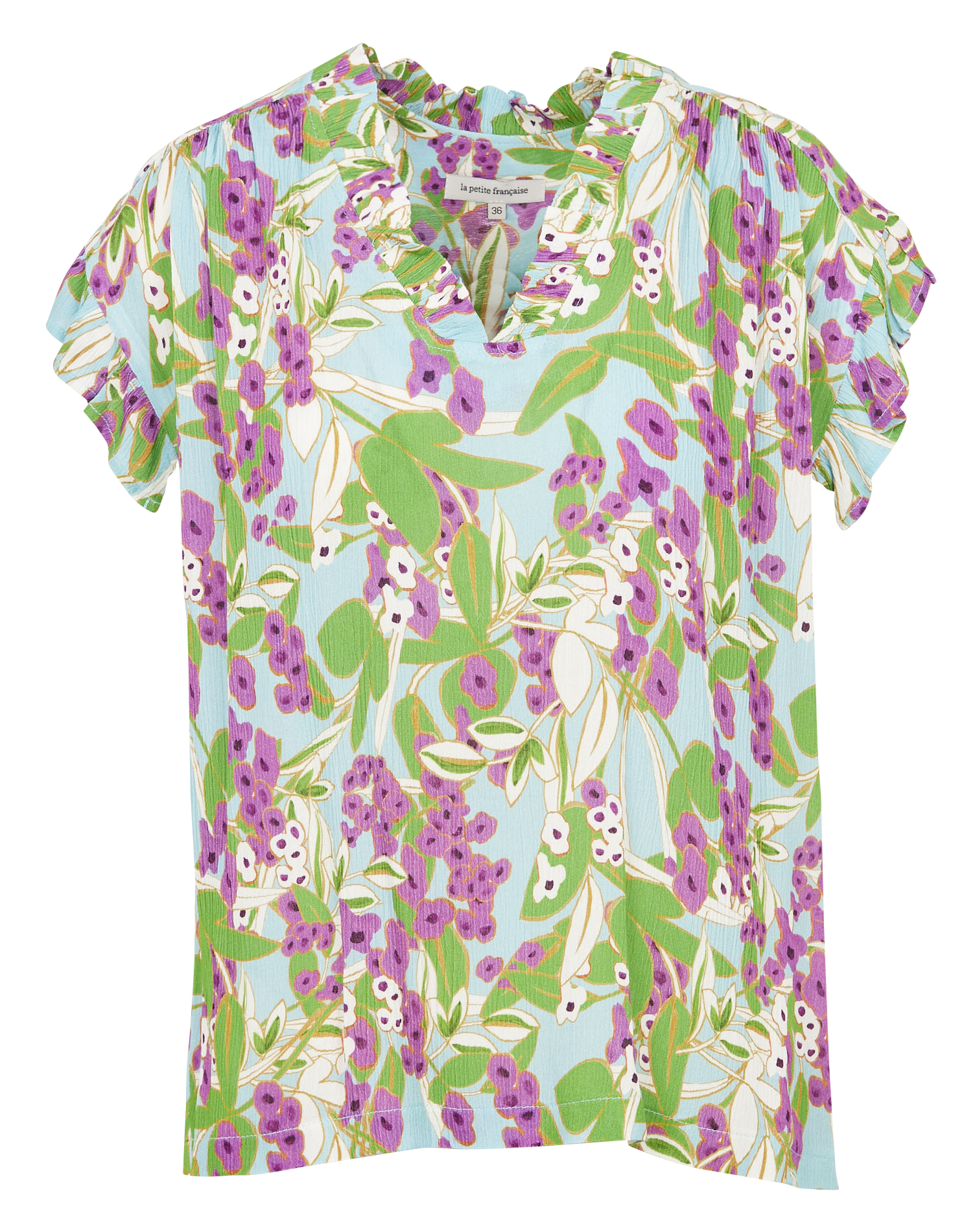 Printed top with ruffles LA PETITE FRANCAISE Purple