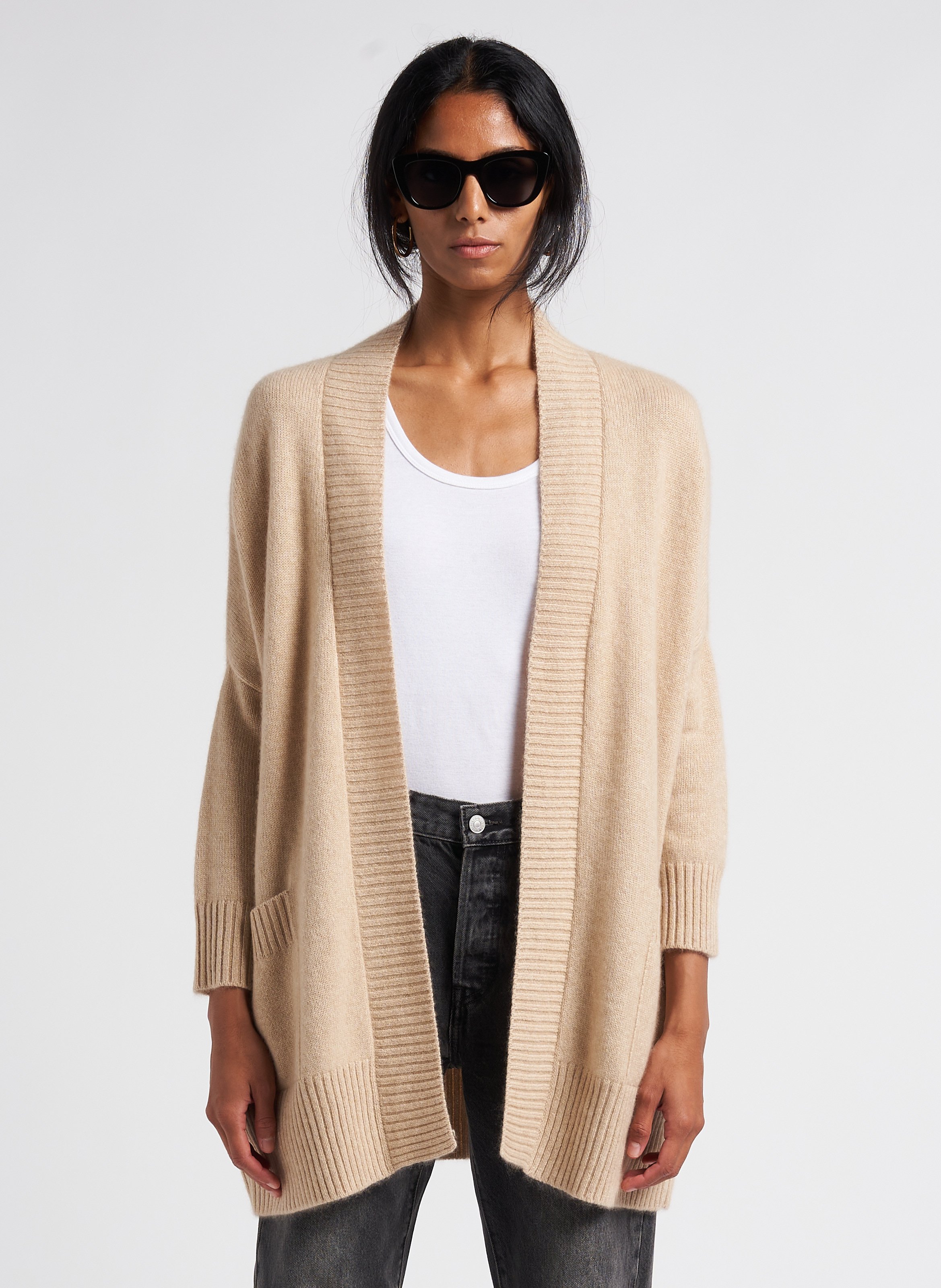 Tan on sale cashmere cardigan