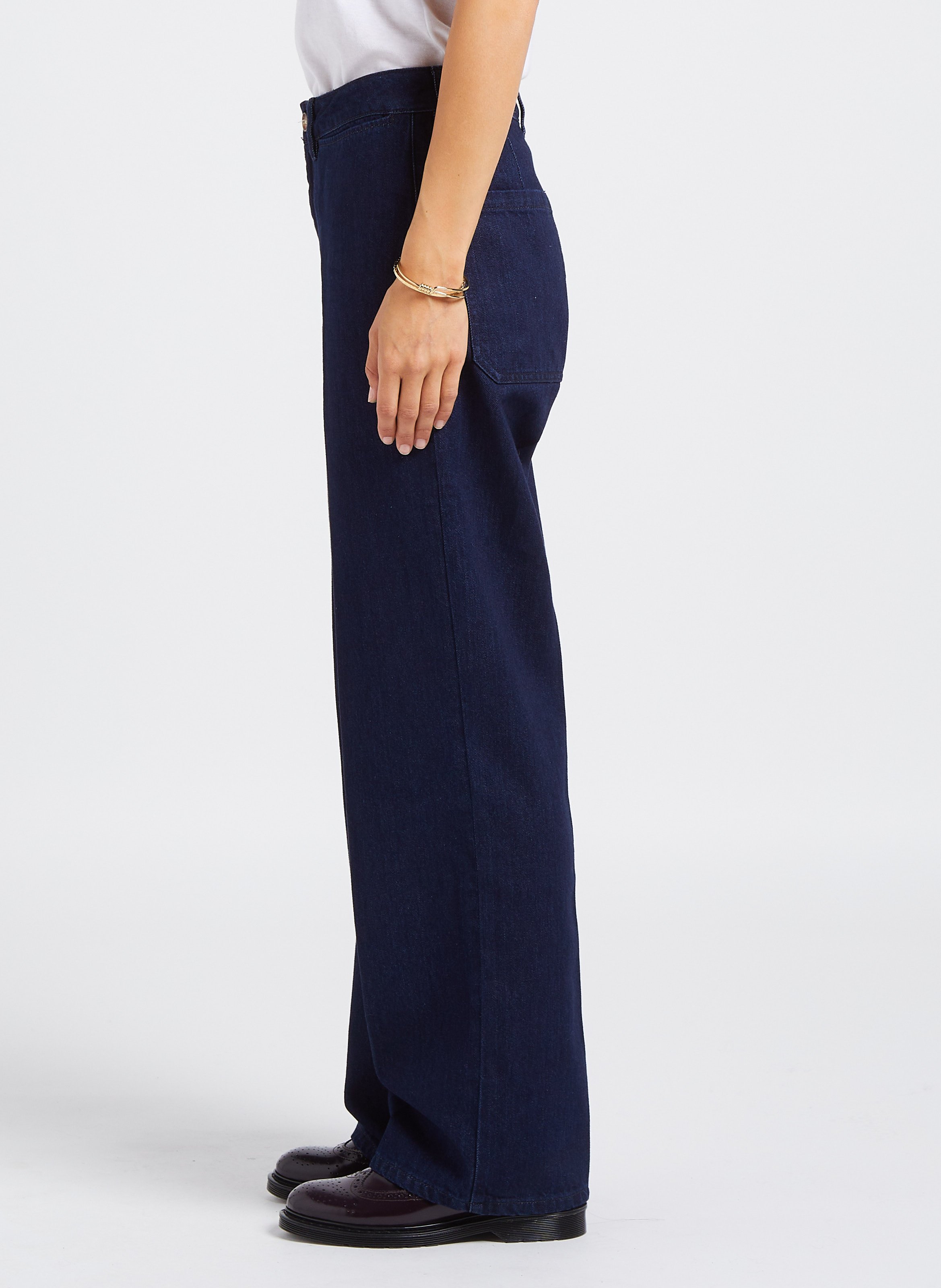 Jean droit taille haute en coton LAB DIP Bleu