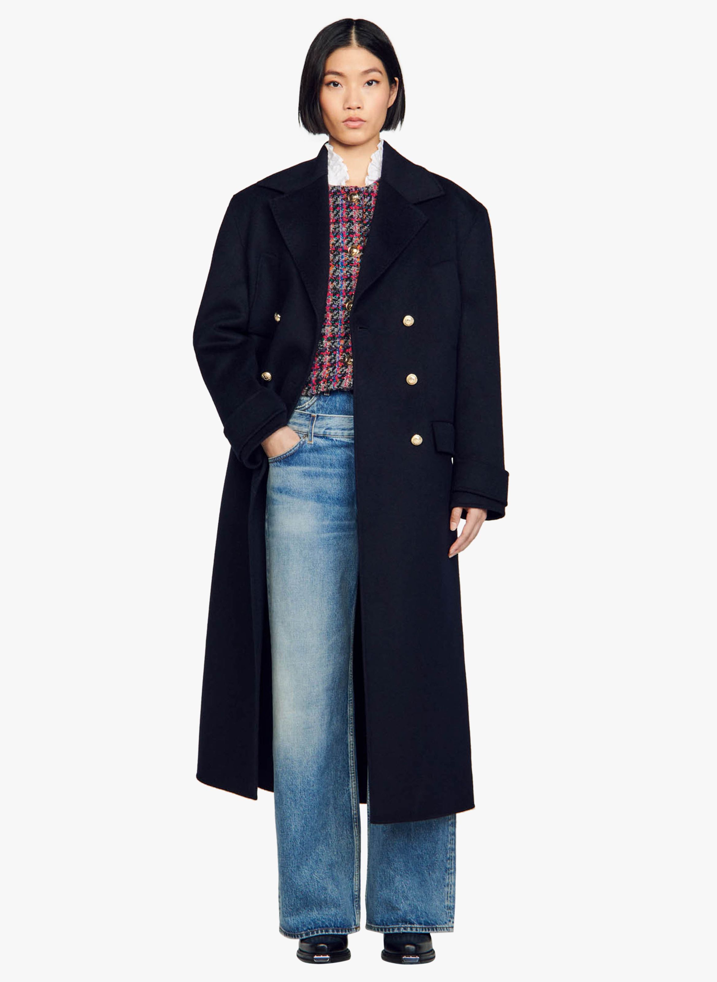 Manteau femme long bleu marine hot sale