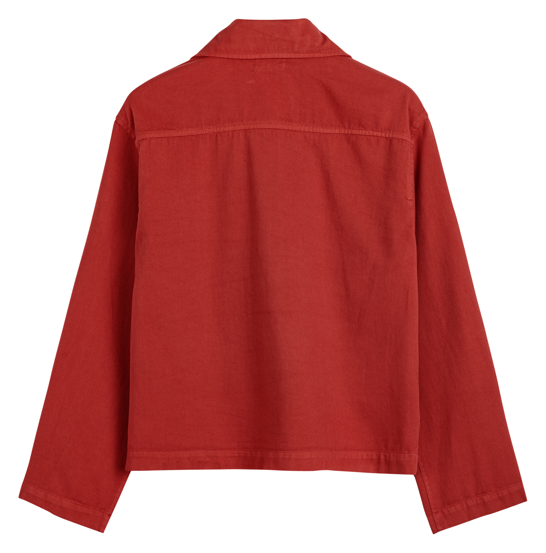 Straight cotton jacket with classic collar Red