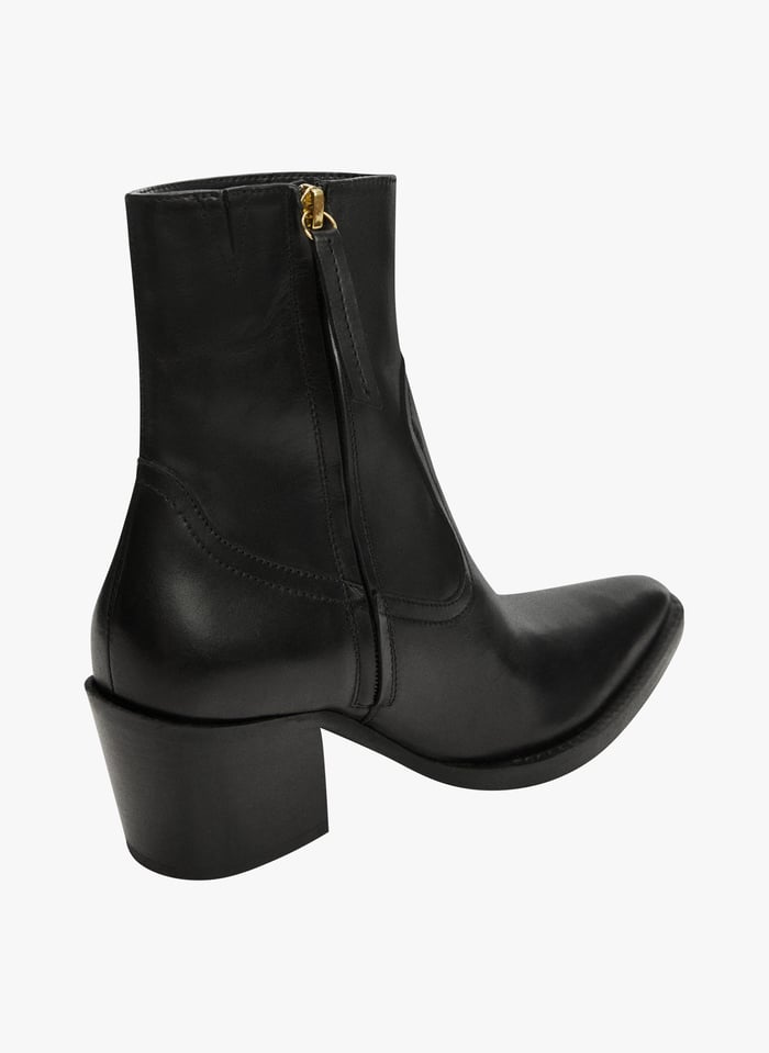 Black Leather mid calf boots