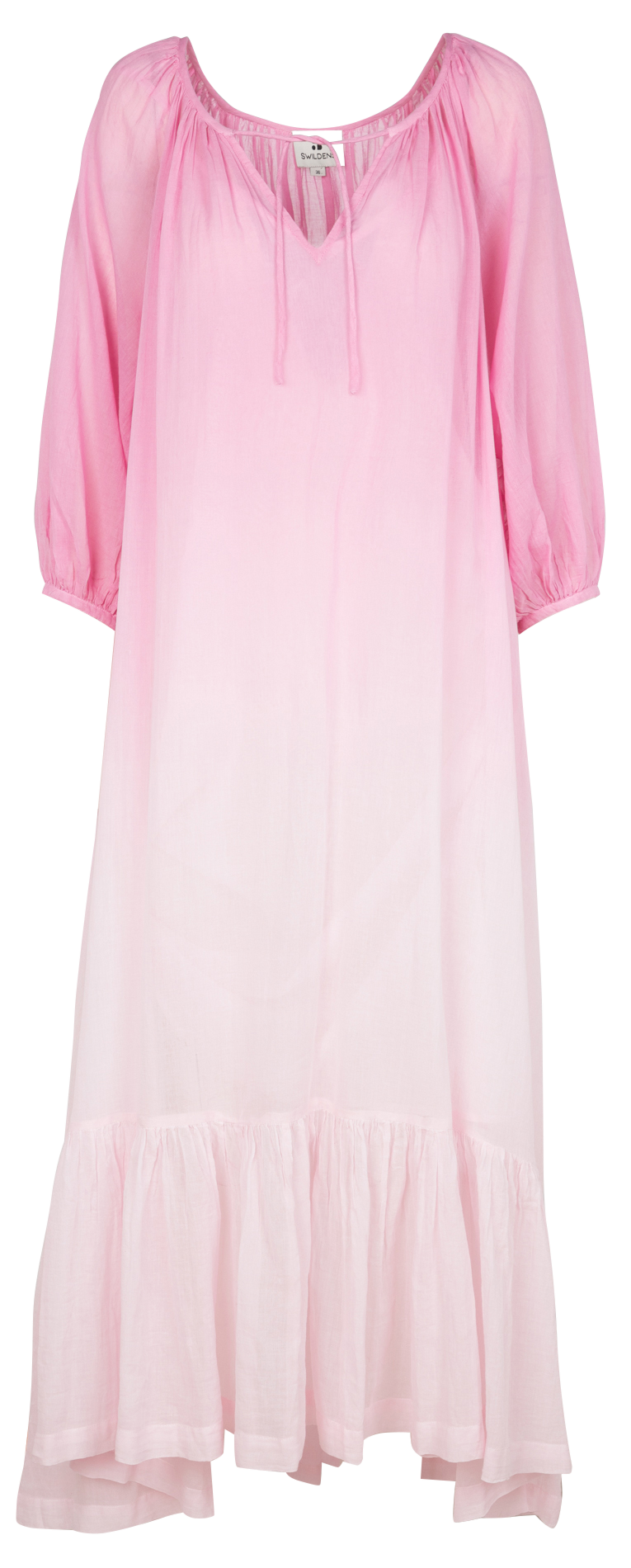Robe longue ample avec fronces en coton BIM Rose
