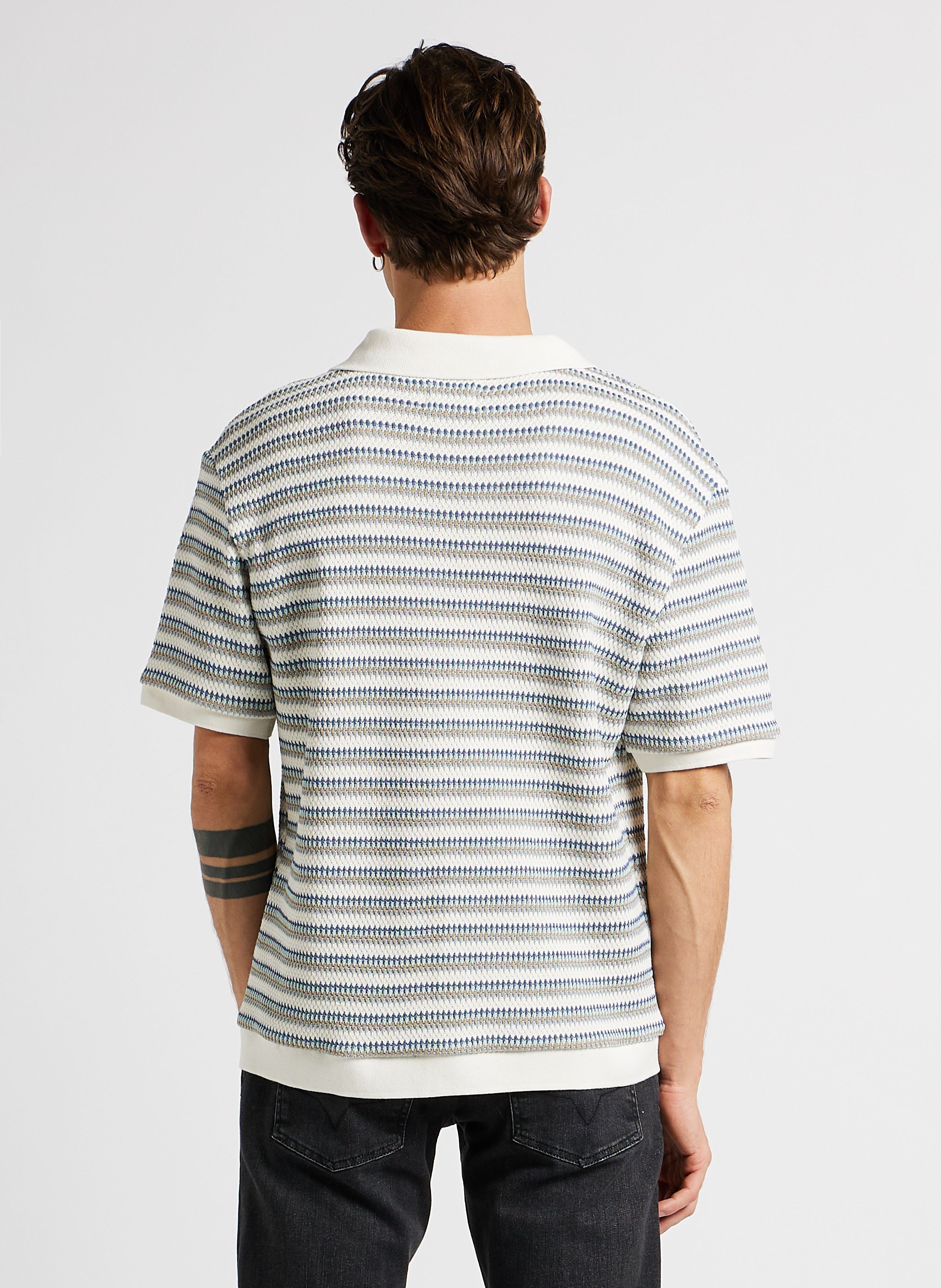 Pull à vol revers en coton maillé PEPE JEANS Beige