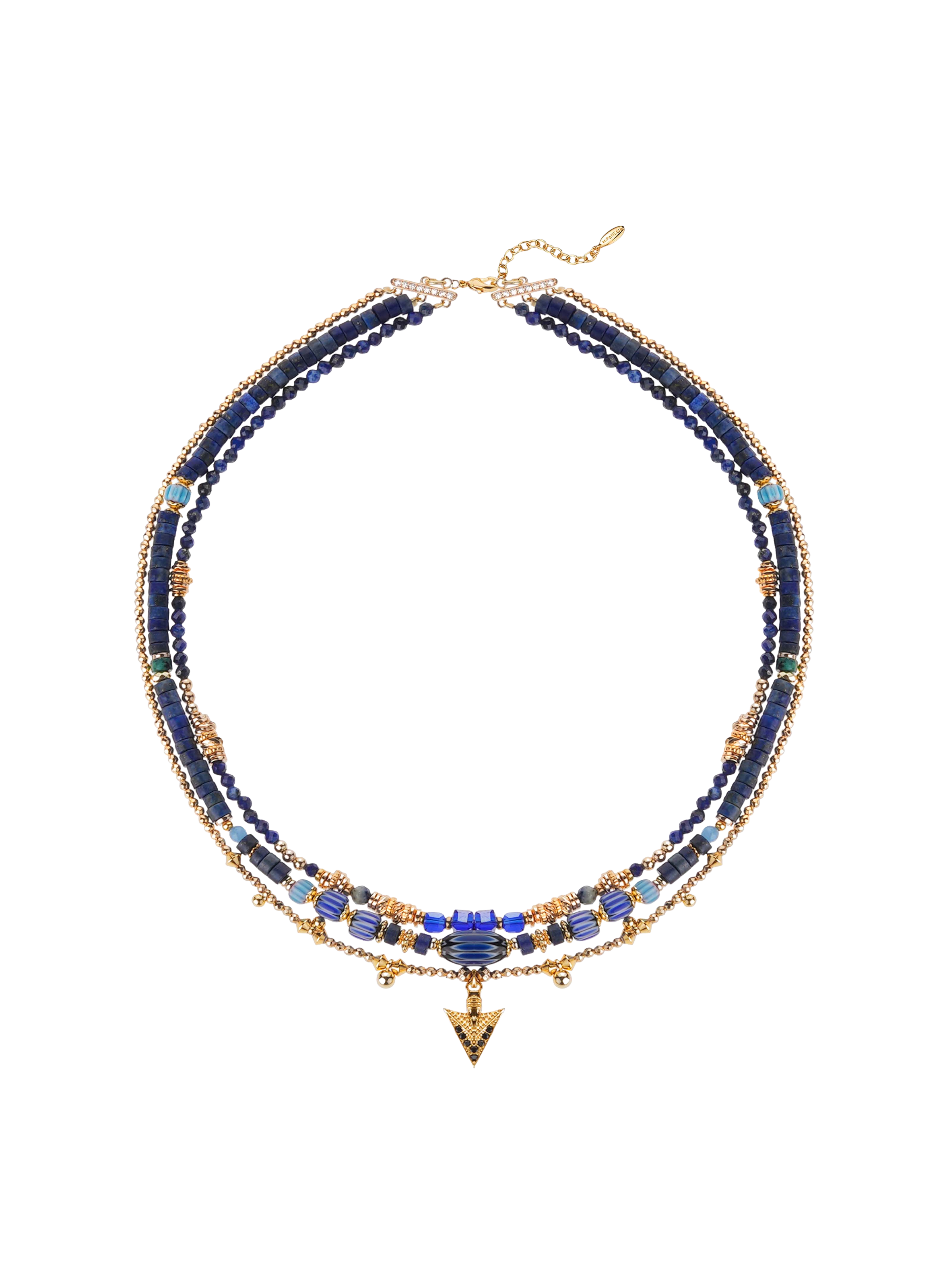 Multilayer necklace with pearls and sequins HIPANEMA Blue