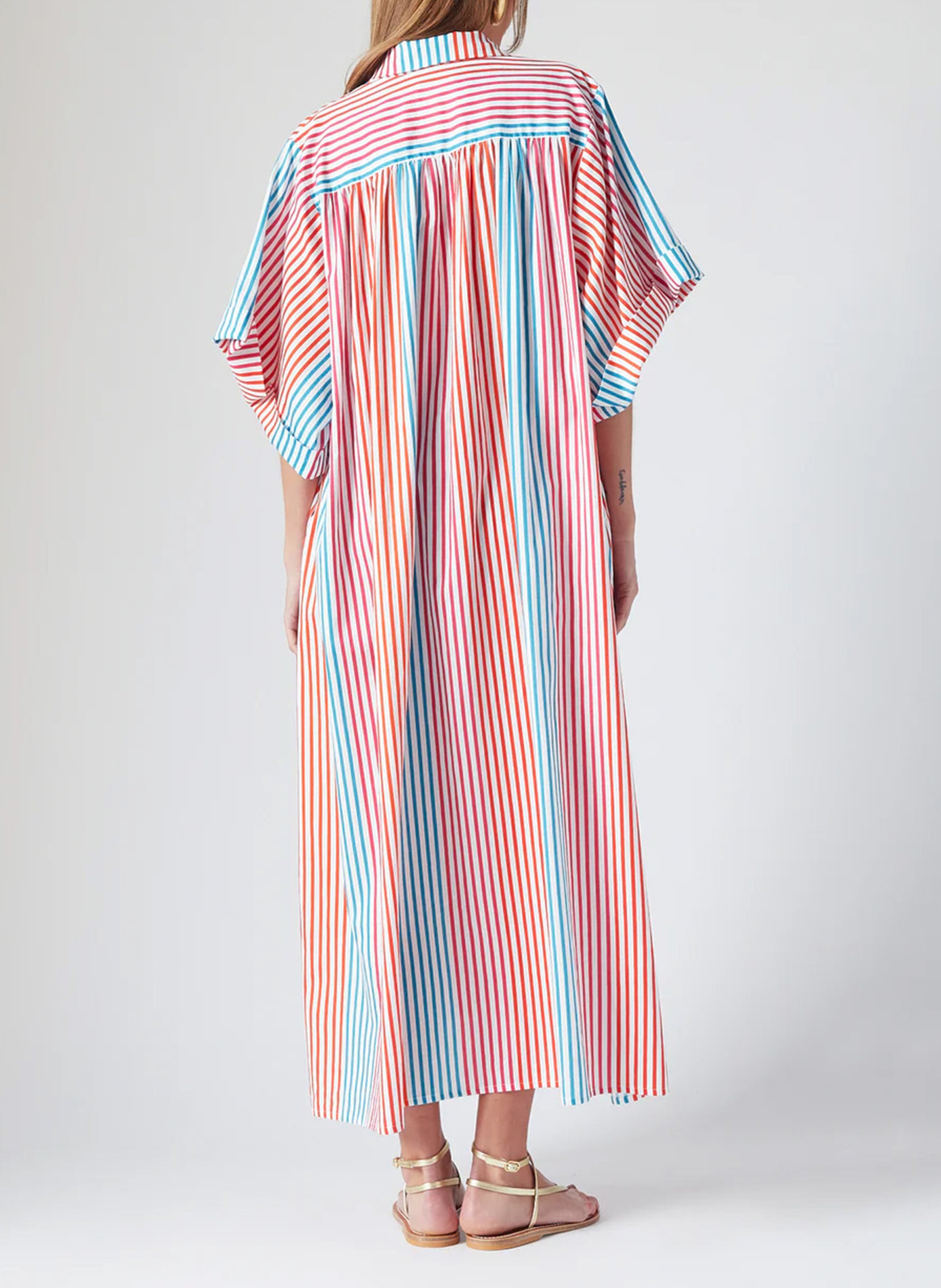 Long cotton dress with classic collar THE LABEL EDITION Multicolored